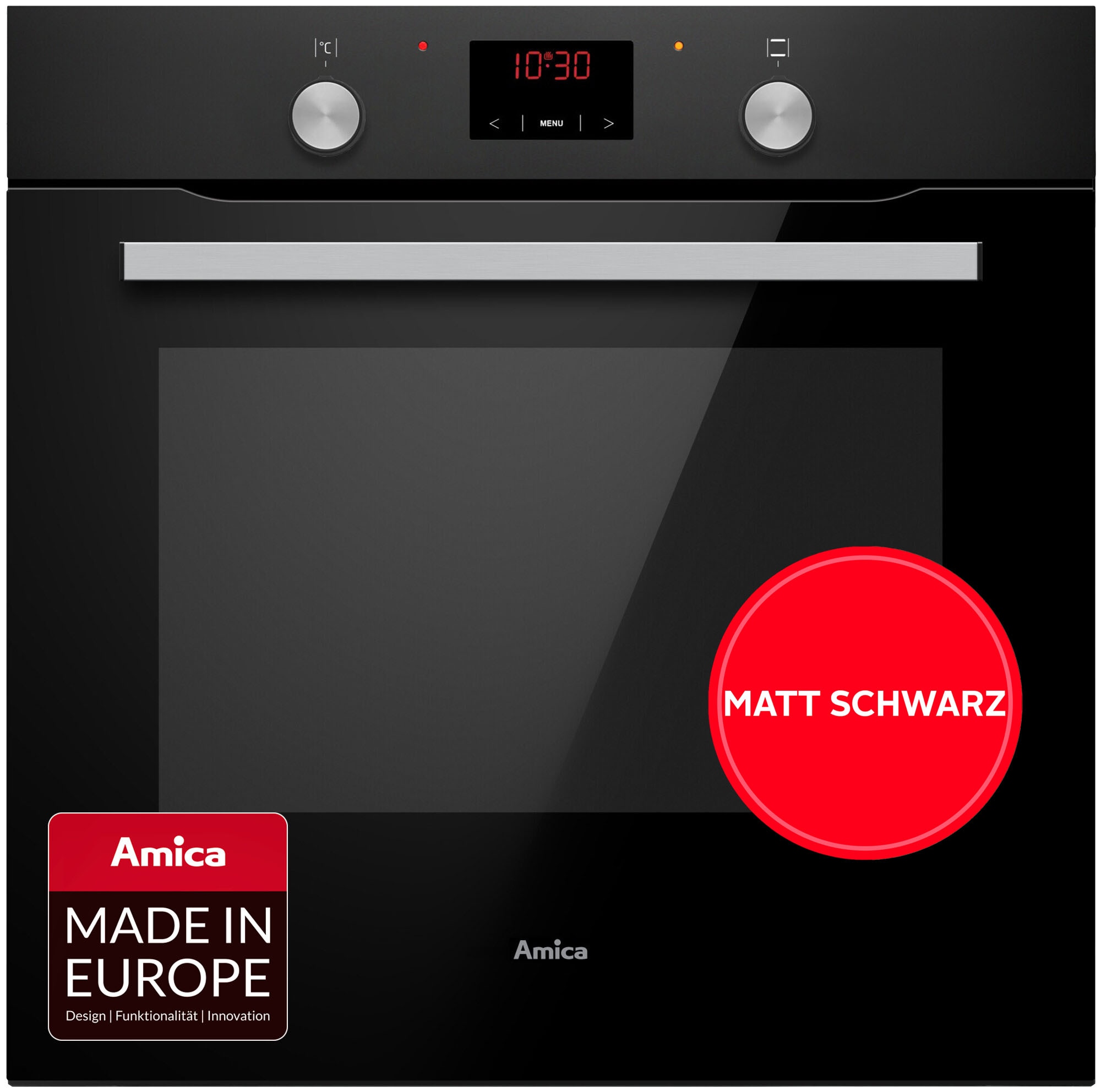 Amica Backofen ABE 9431 SM "ABE 9431 SM" mit Teleskopauszug nachrüstbar mit Steam Clean Viel Platz, sichere Tür und einfache Reinigung für entspanntes Backen
