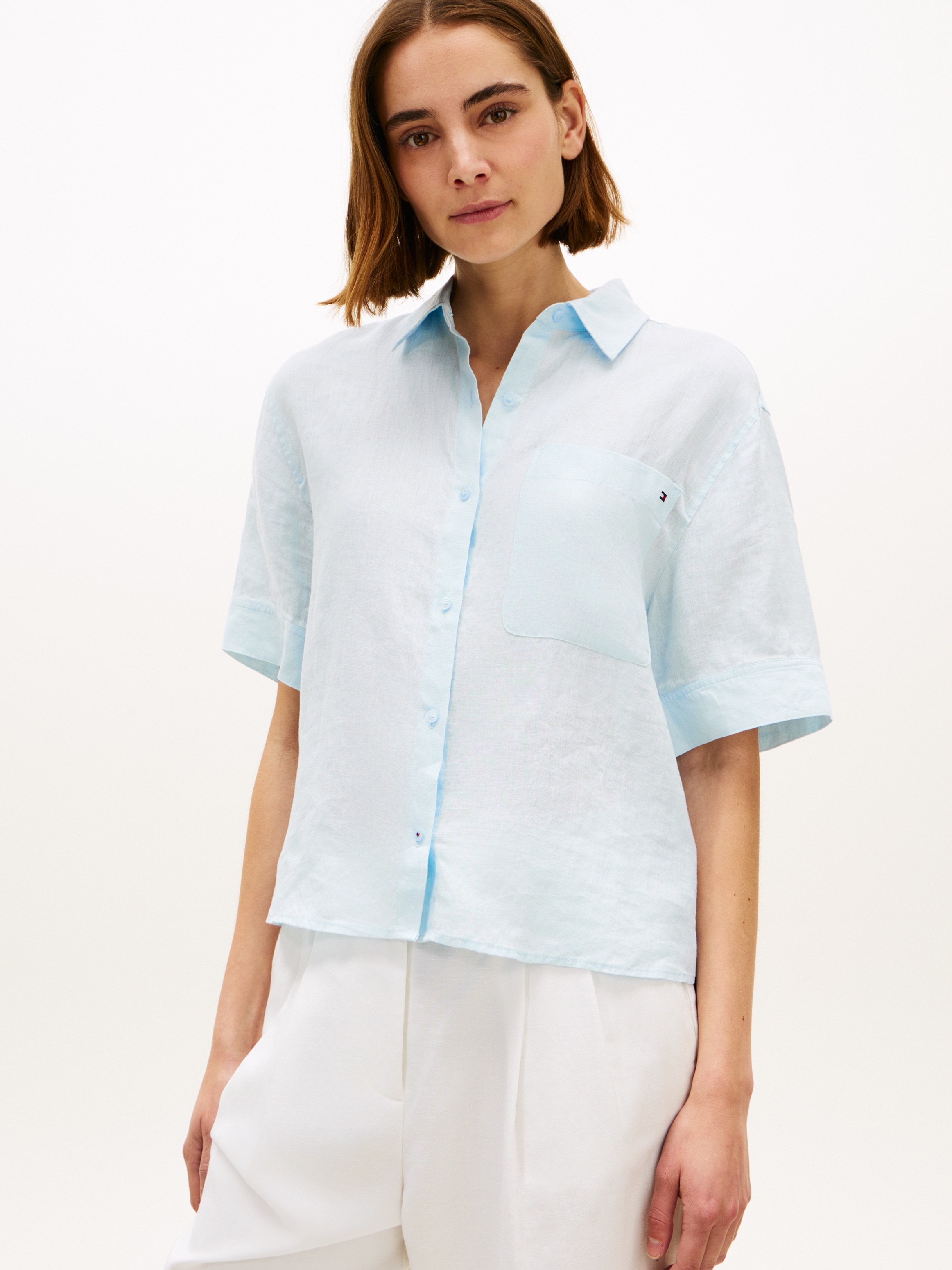 Tommy Hilfiger Kurzarmbluse "ESS LINEN SHORT SLEEVE SHIRT" mit aufgesetzter günstig online kaufen