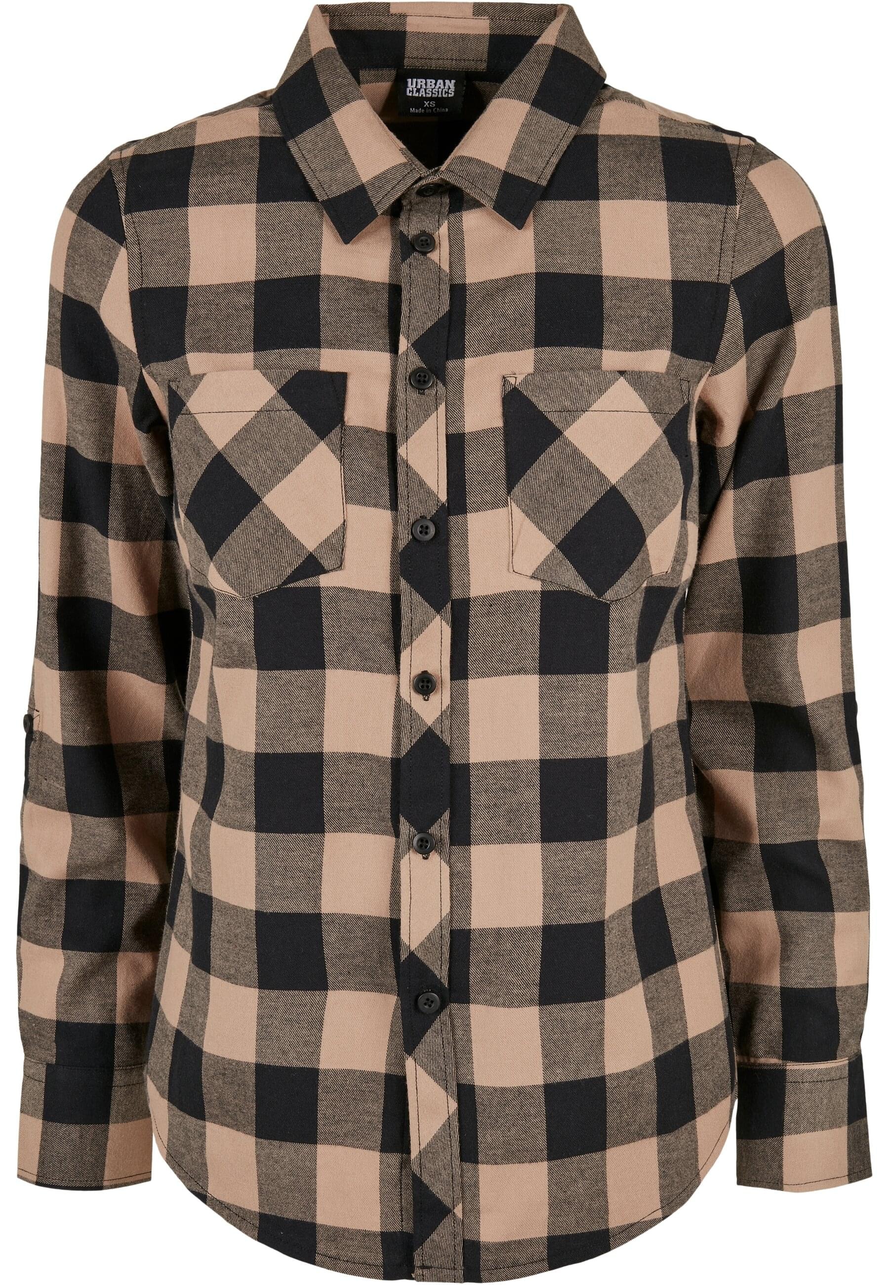 URBAN CLASSICS Langarmhemd "Urban Classics Damen Ladies Turnup Checked Flanell Shirt", (1 tlg.)