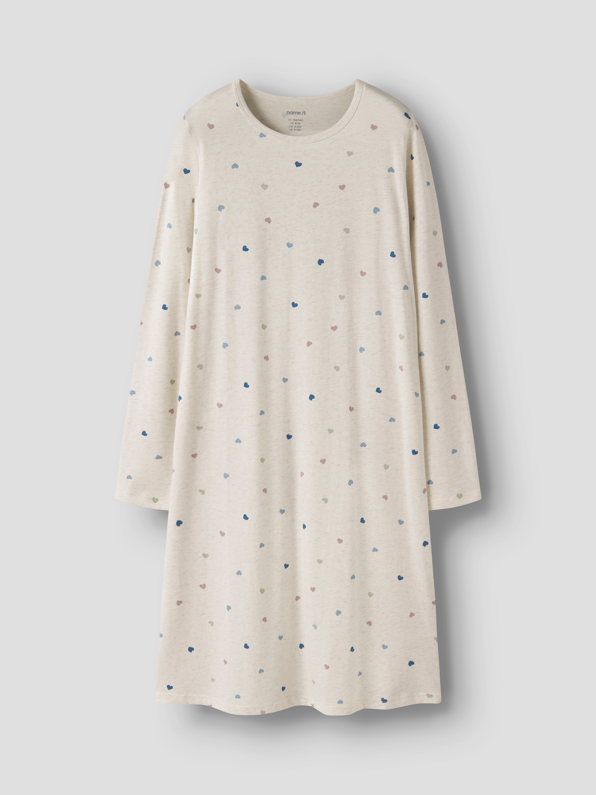 Name It Nachthemd »NKFNIGHTGOWN HEARTS NOOS« aus Baumwollmischung, A-Linien-Passform, elastisches Jersey-Material