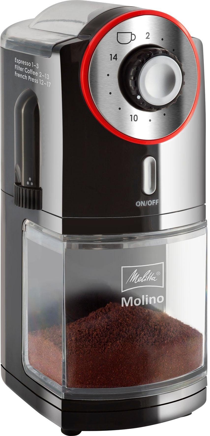 Melitta Kaffeemühle "Molino 1019-01", 100 W, Scheibenmahlwerk, 200 g Bohnenbehälter