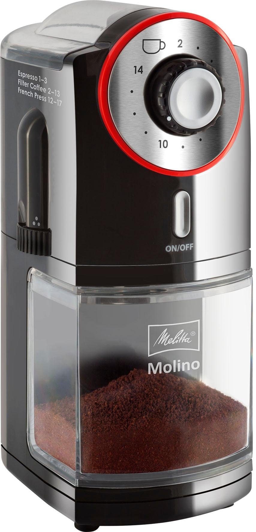 MELITTA Kaffeemühle "Molino 1019-01", B:10,5cm H:25,5cm T:16,2cm, rot, Kaffeemühlen