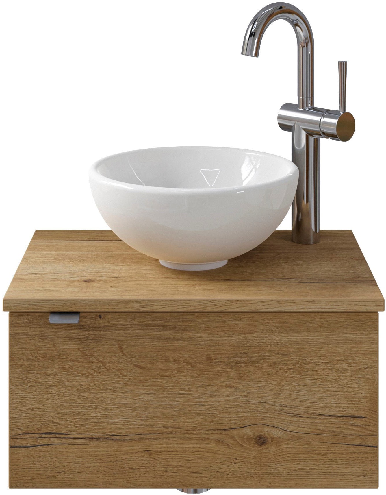 Saphir Waschtisch "Serie 6915 Waschschale mit Unterschrank für Gästebad, Gäste WC", 51 cm breit, 1 Tür, Waschtischplatte