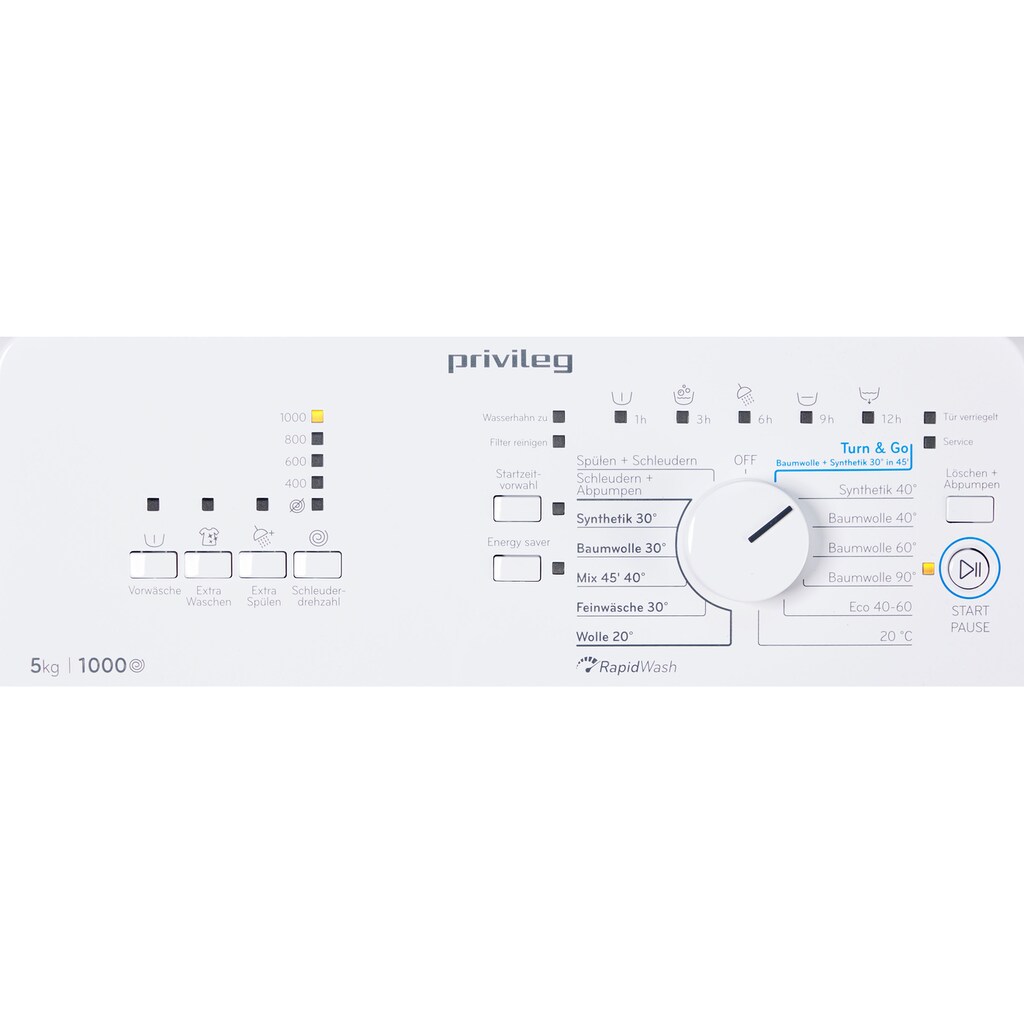 Privileg Waschmaschine Toplader »PWT L50300 DE/N«, PWT L50300 DE/N, 5 kg, 1000 U/min