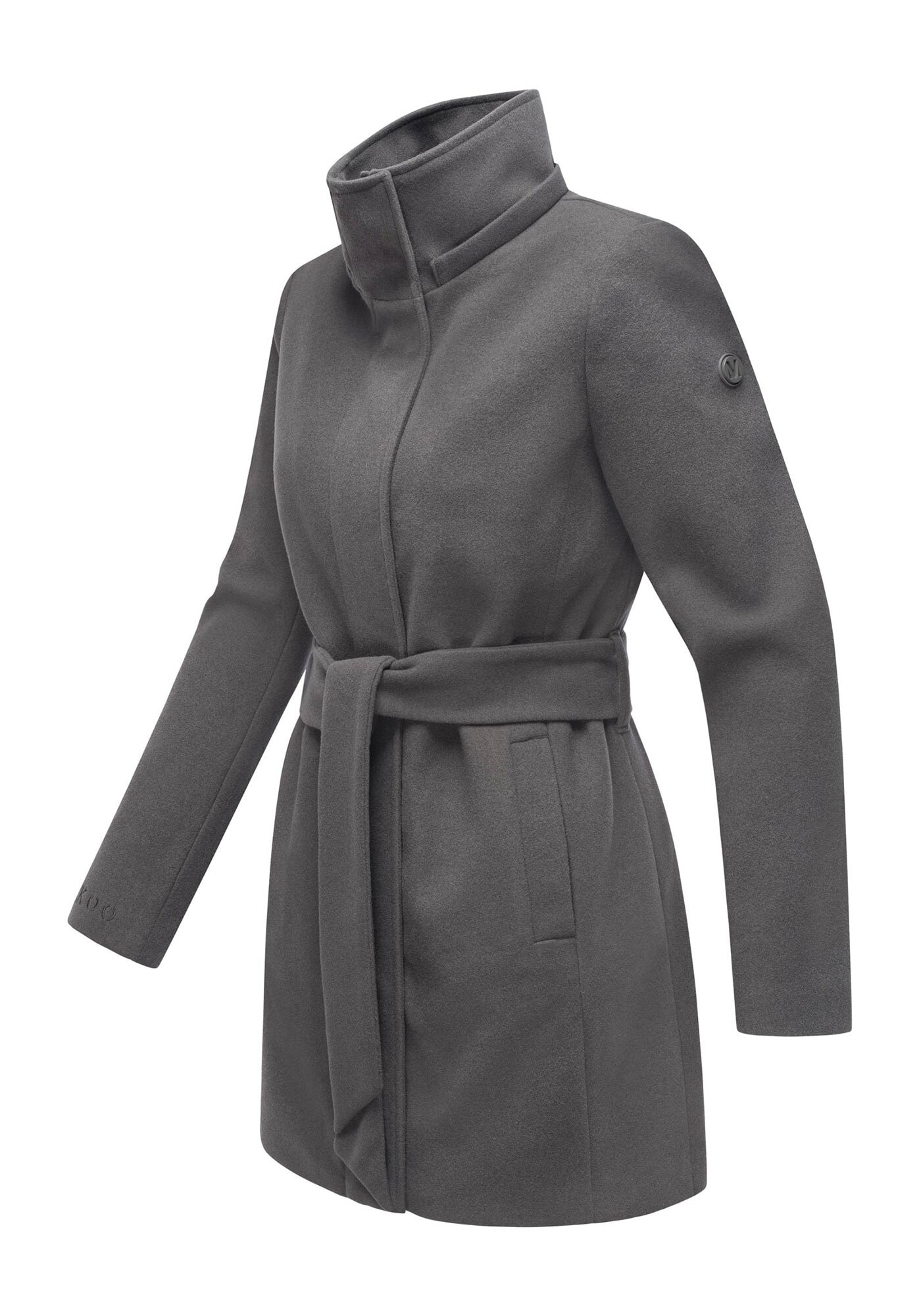Marikoo Kurzmantel »Katalinaa«, Eleganter Wickel Mantel mit Taillengürtel und Oversized Hood Kapuze
