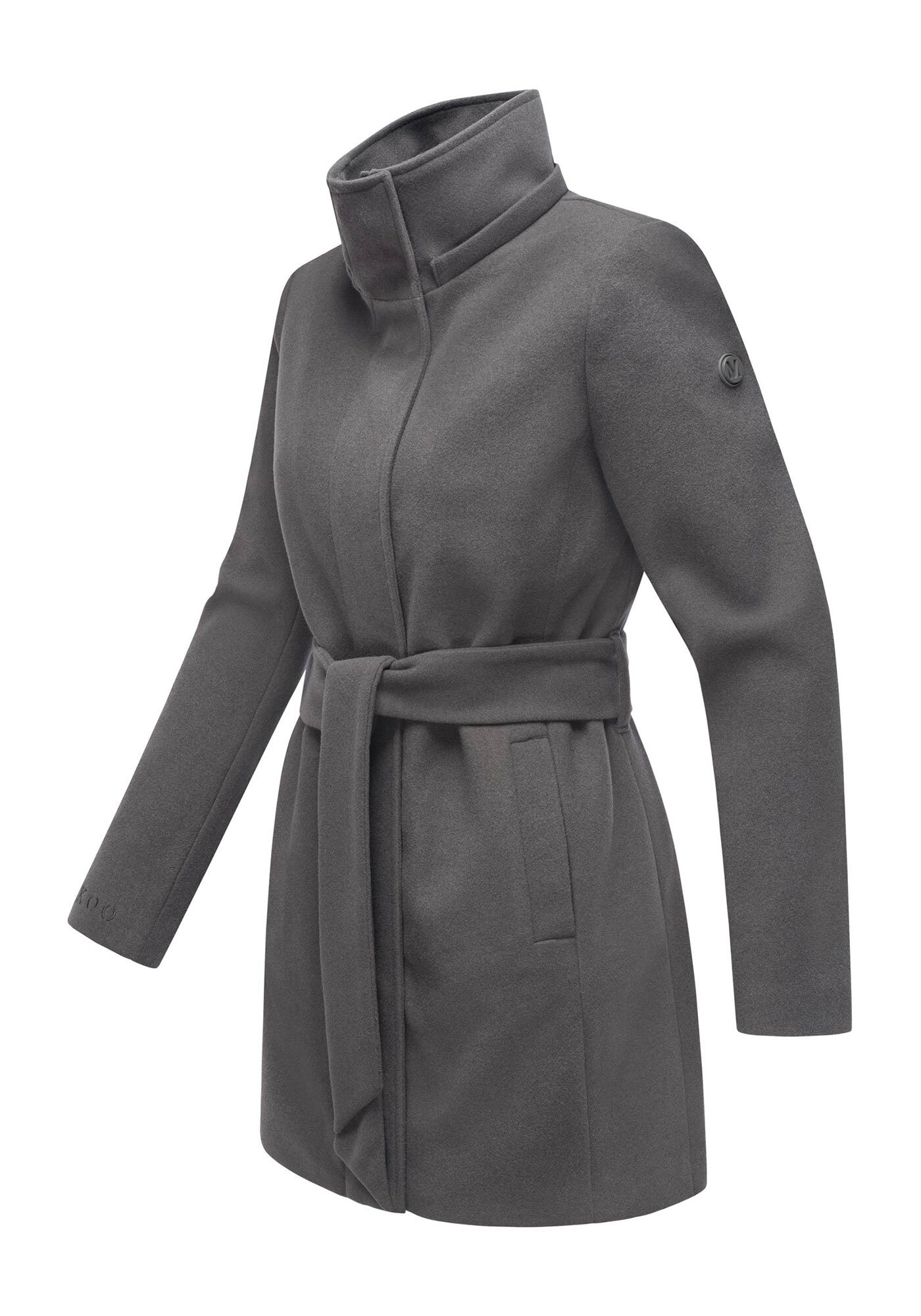 Thumbnail - Marikoo Kurzmantel "Katalinaa" Eleganter Wickel Mantel mit Taillengürtel und Oversized Hood Kapuze