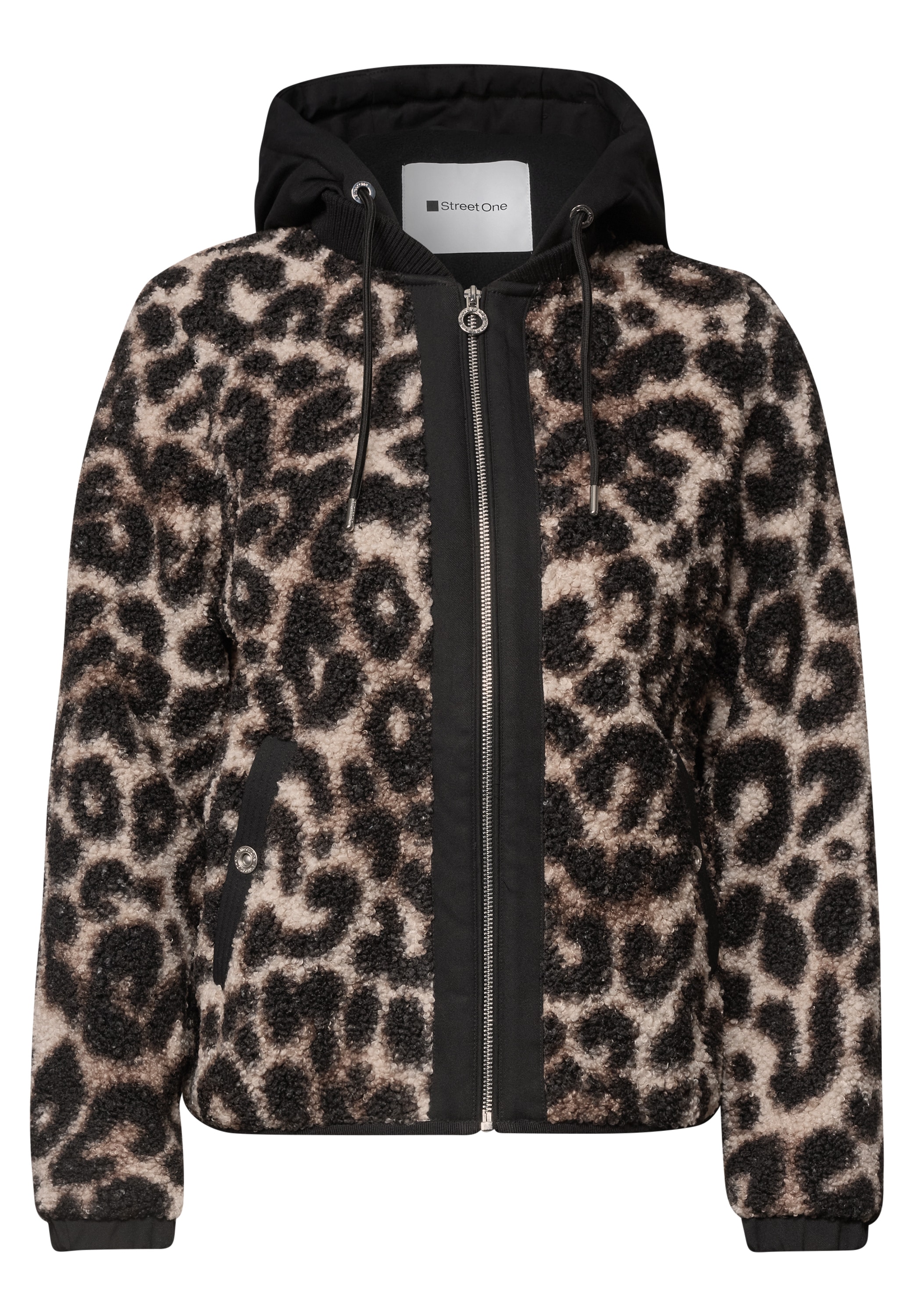 STREET ONE Fellimitatjacke mit Kapuze mit abnehmbarer Kapuze