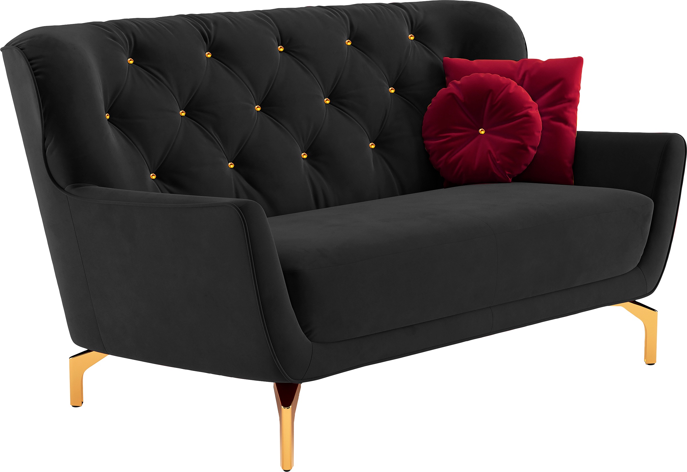 sit&more Polstergarnitur »Orient 3« 2 Stk. tlg. inkl. 4 Zierkissen mit Strass-Stein, goldfarbene Metallfüße