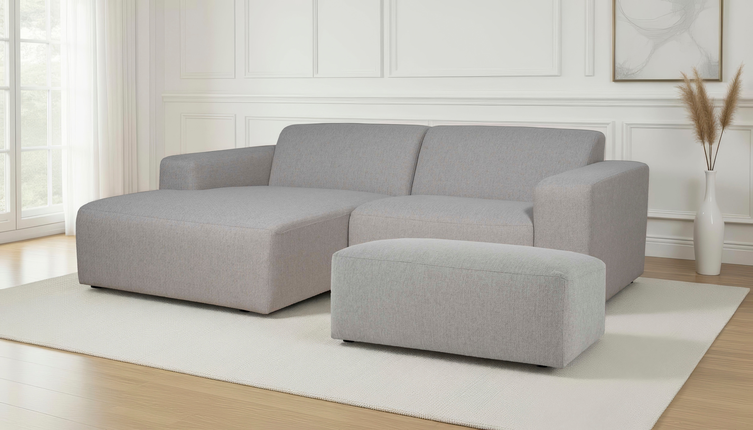 OTTO home Ecksofa »Koa,228cm, L-Form, Modulsofa, Webstoff, Cord, Struktur, Chenille« Designsofa, Set, Hocker inklusive, weicher Lounge-Sitzkomfort