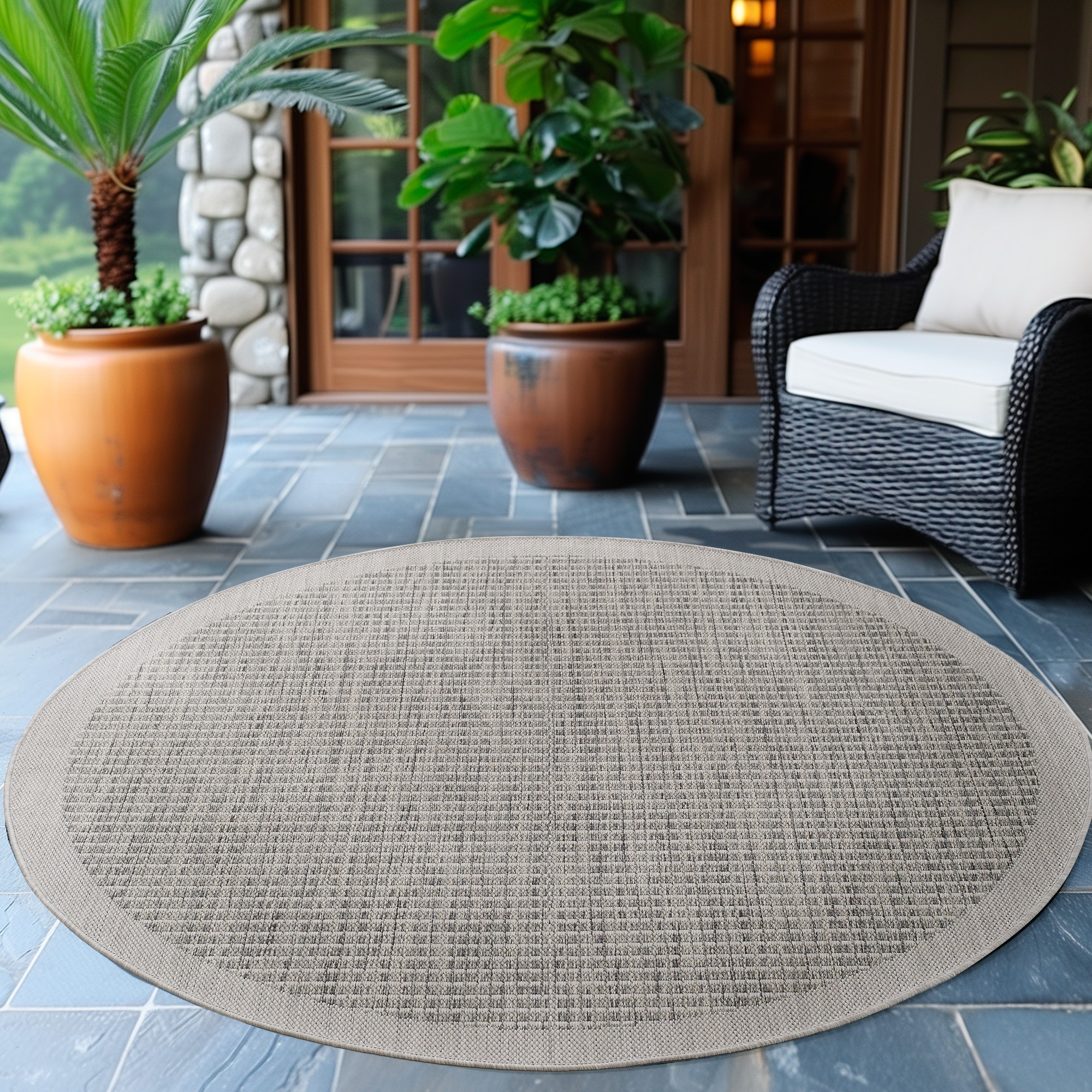 Ayyildiz Teppiche Outdoorteppich "GIZA 1410, auch als Läufer und Rund" rund 3 mm Höhe Läufer, In- und Outdoor, Wetterfest, Wasserabweisend, robust