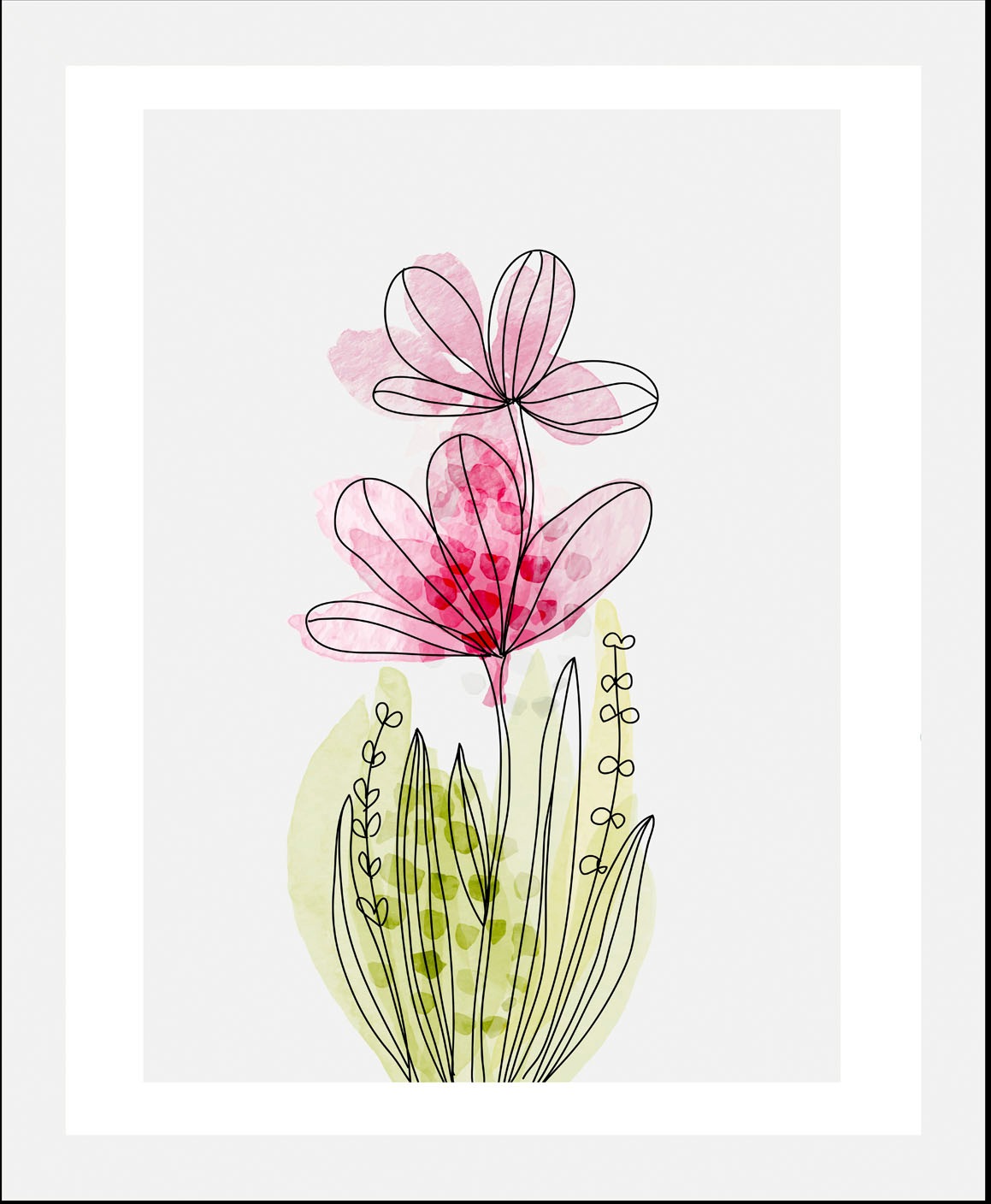 queence Bild "Aquarell Blume Pink", Blumen-Blumenbilder-Pflanzen-Pflanzenbi günstig online kaufen