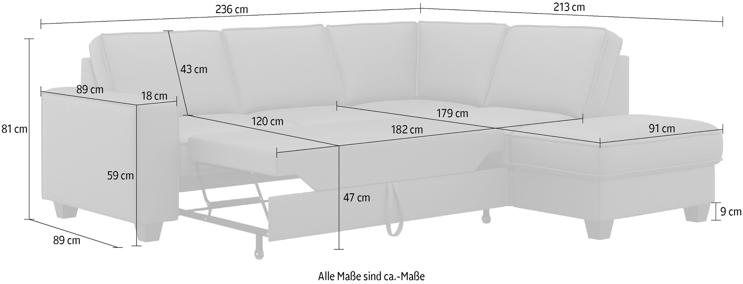 Home affaire Ecksofa »County L-Form«, (2 St.), wahlweise Ottomane links oder rechts, mit Federkern-Polsterung