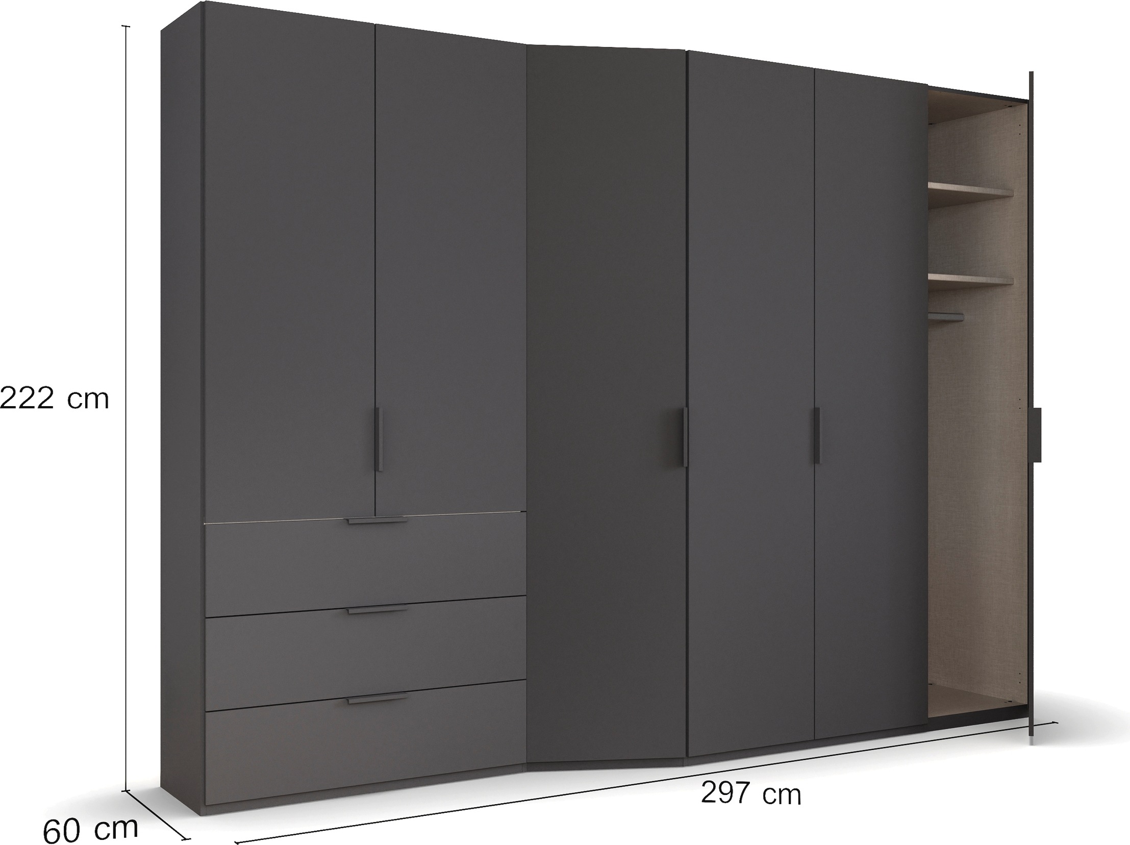 rauch Drehtürenschrank »Kleiderschrank Schrank Garderobe Wäscheschrank WAVE«, in 2 unterschiedlichen Tiefen, mit Soft-Close Funktion MADE IN GERMANY