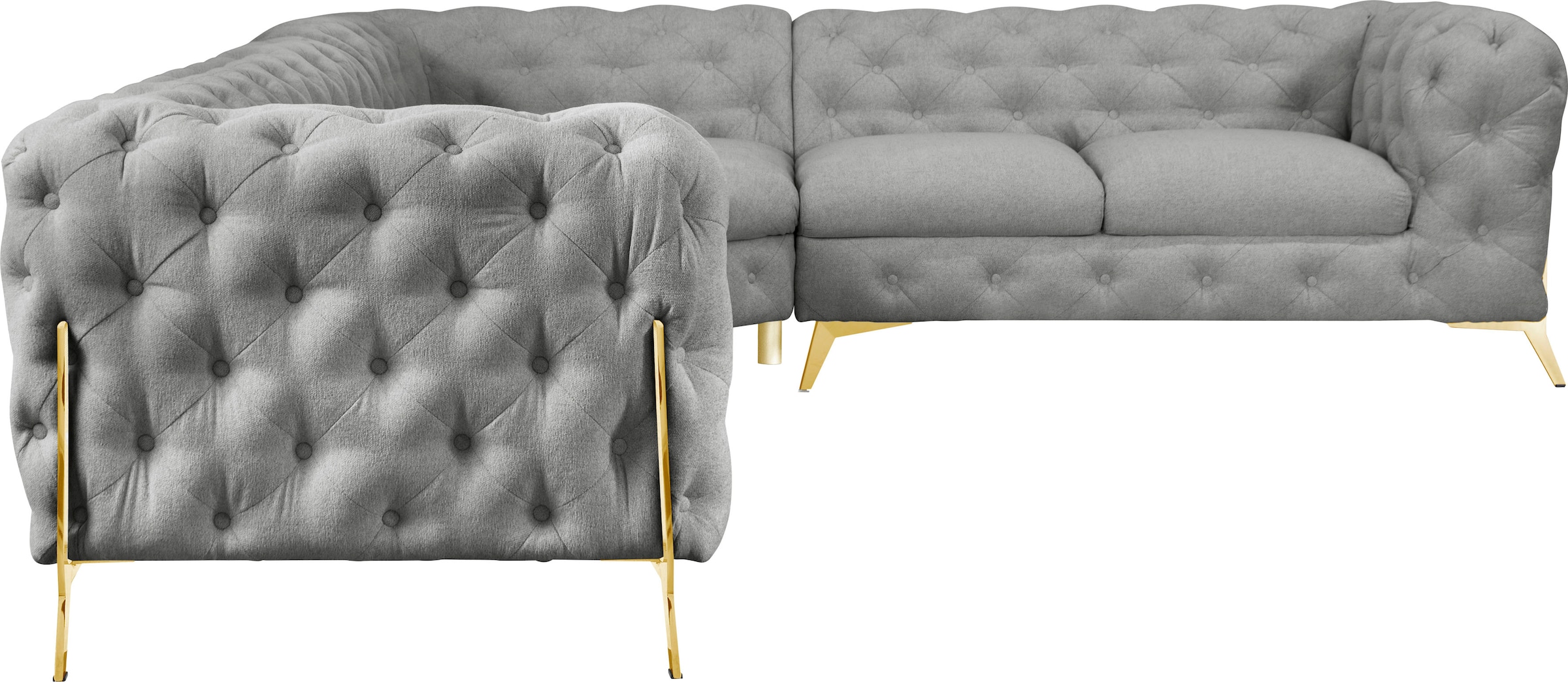 Leonique Chesterfield-Sofa »Amaury L-Form«, großes Ecksofa, Chesterfield-Optik, Breite 323 cm, Fußfarbe wählbar