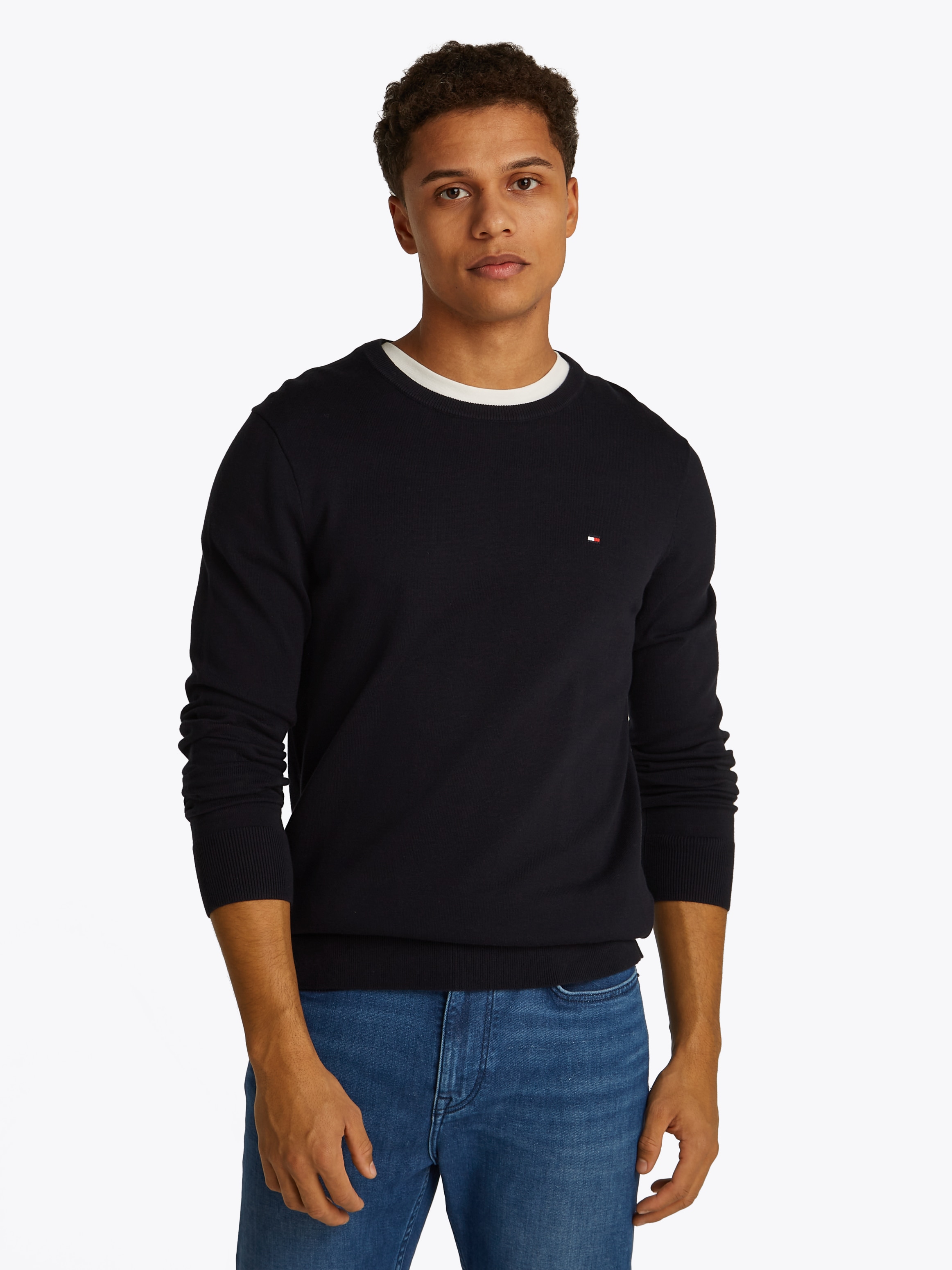 Tommy Hilfiger Rundhalspullover "ESSENTIAL COTTON CREW NECK", 100% Baumwoll günstig online kaufen