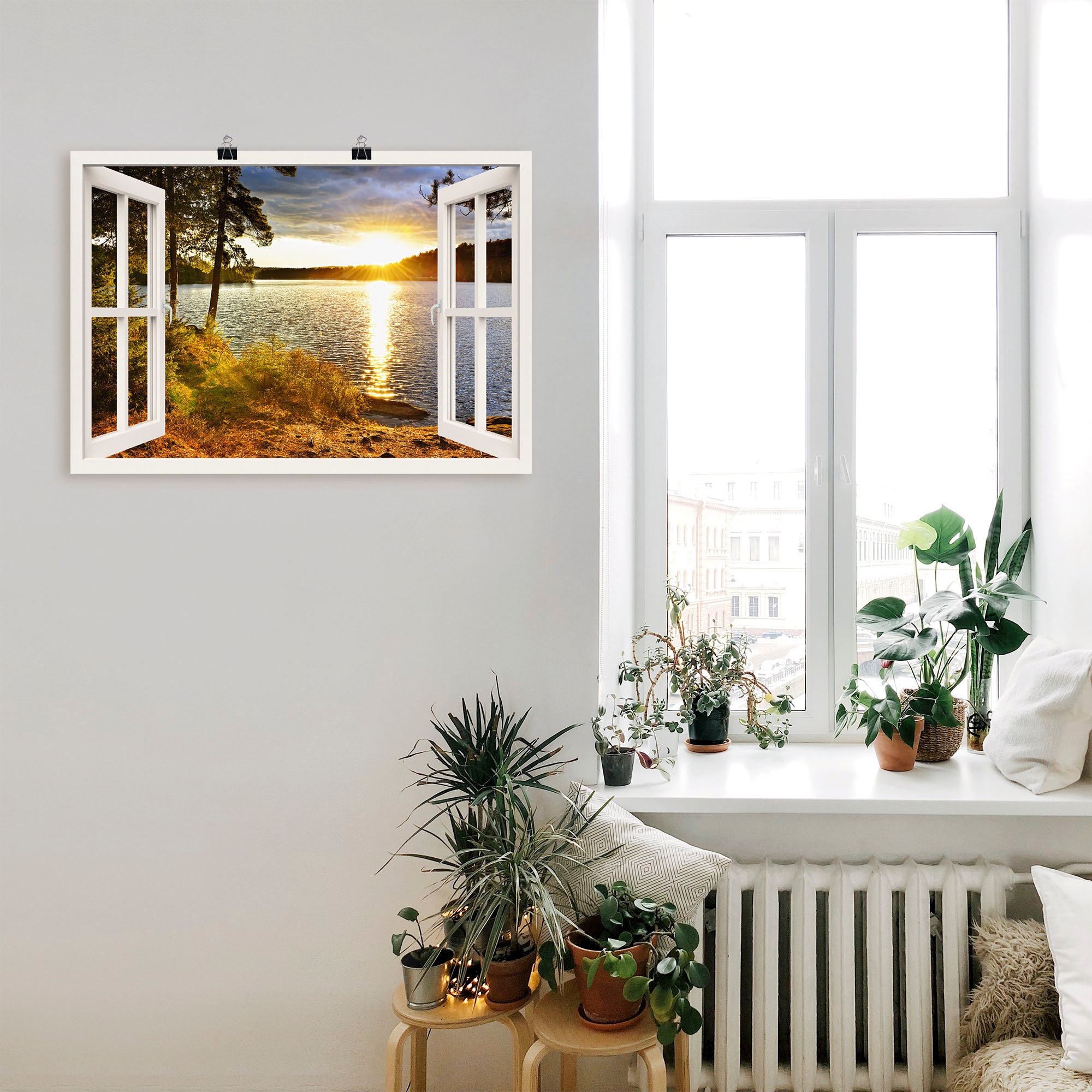 Artland Wandbild »Sonnenuntergang im Algonquin Park«, Fensterblick, (1 St.), als Leinwandbild, Poster, Wandaufkleber in verschied. Größen