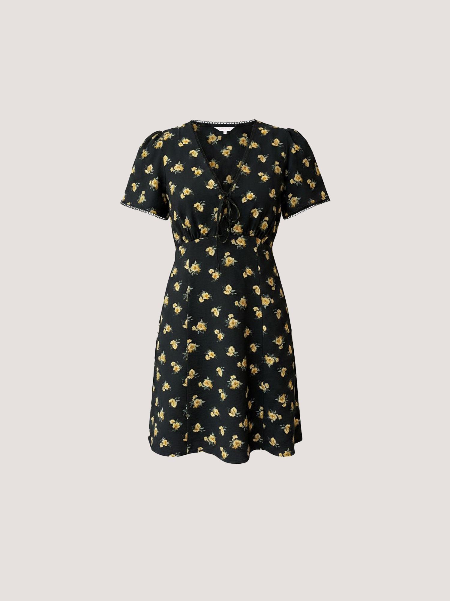 Apricot Minikleid »Vintage Blumenkleid« mit Stoffgürtel, 2 tlg. mit Bindeband