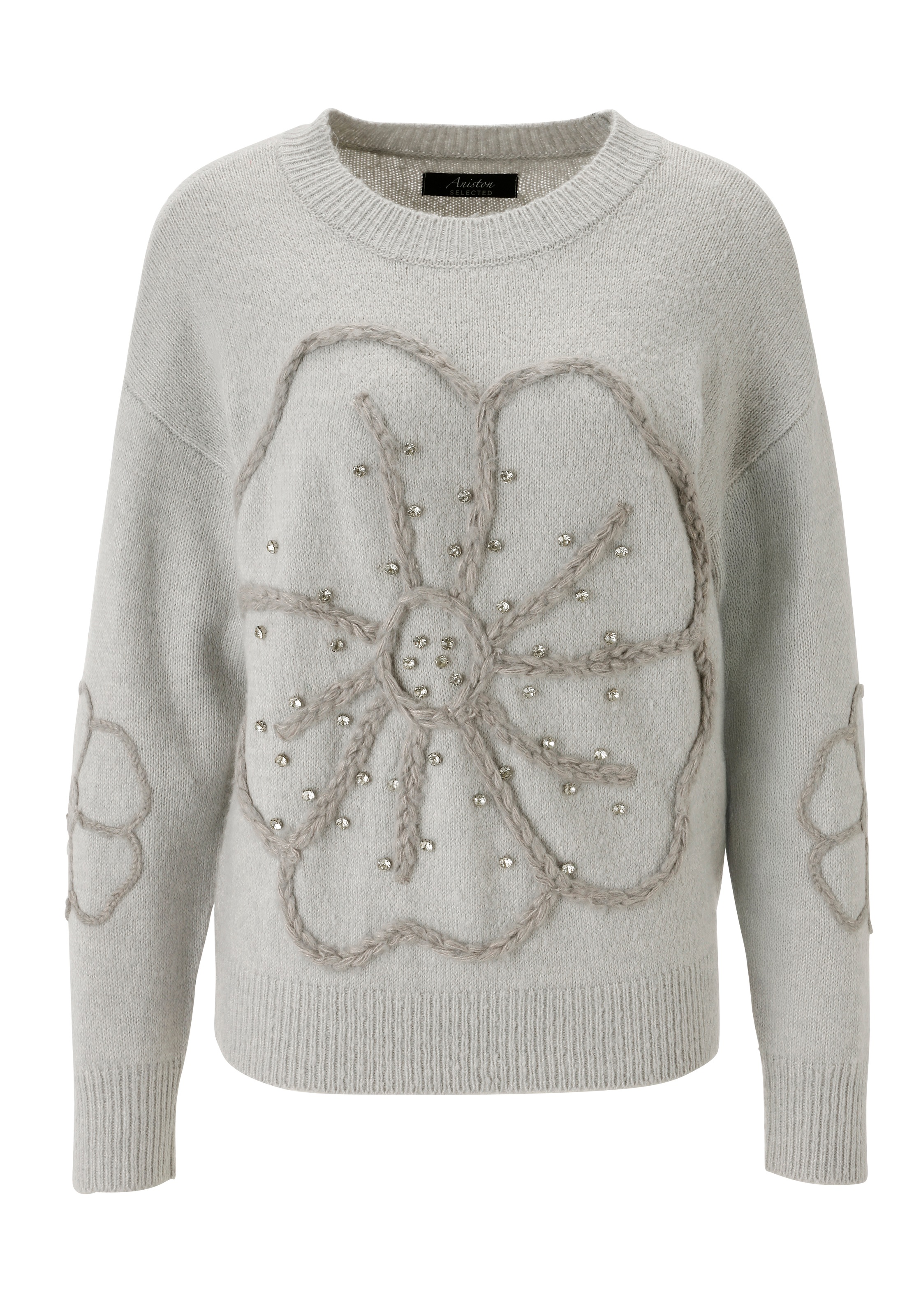 Aniston SELECTED Strickpullover, vorne mit funkelnden Glitzersteinen verziert - NEUE KOLLEKTION
