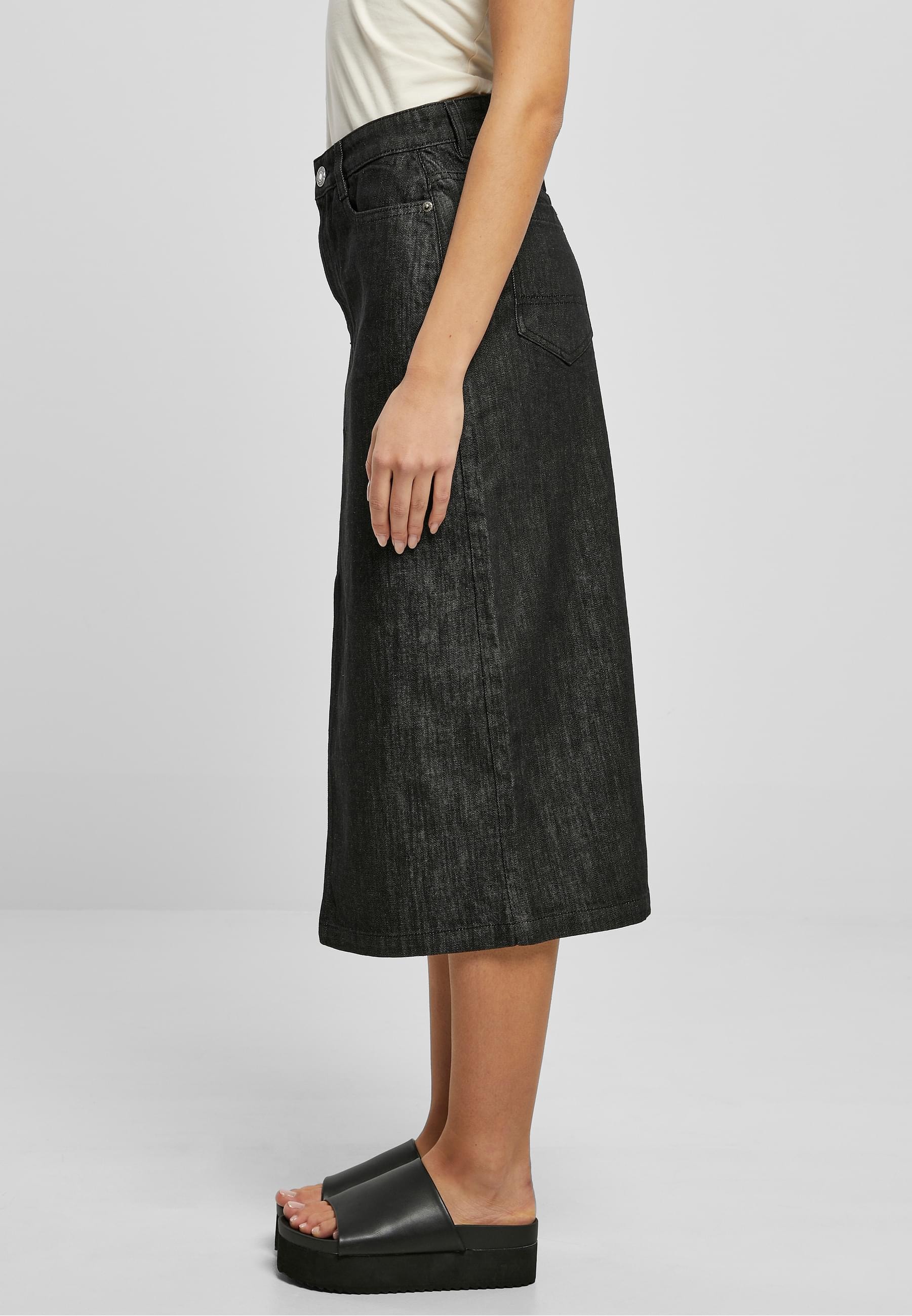 URBAN CLASSICS Jerseyrock »Urban Classics Damen Ladies Midi Denim Skirt«, (1 tlg.)