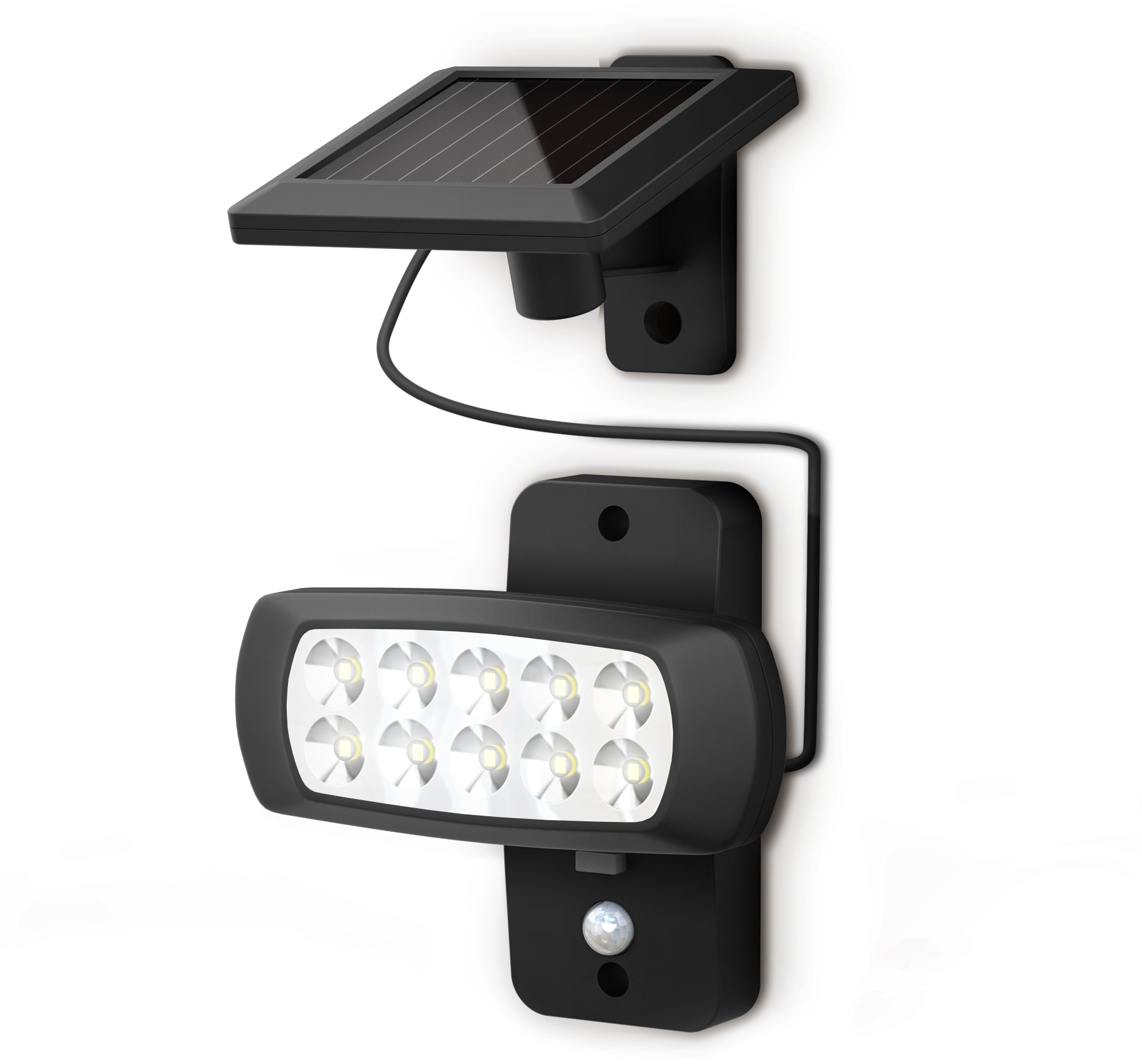 B.K.Licht LED Außen-Wandleuchte, 1 flammig-flammig, Solar Außenleuchte mit PIR Bewegungssensor, IP44, schwarz