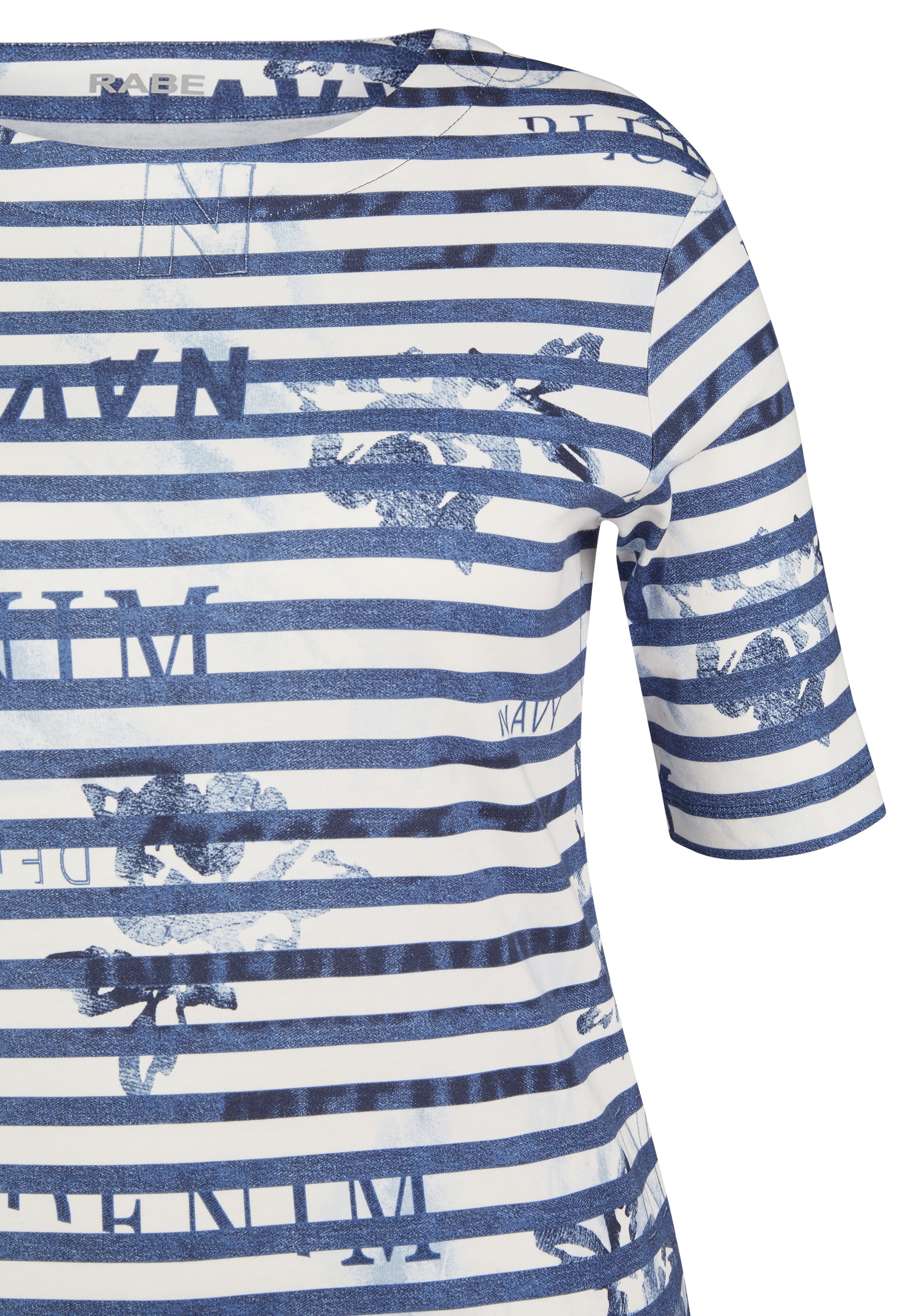 Rabe T-Shirt mit Streifenmuster und Print