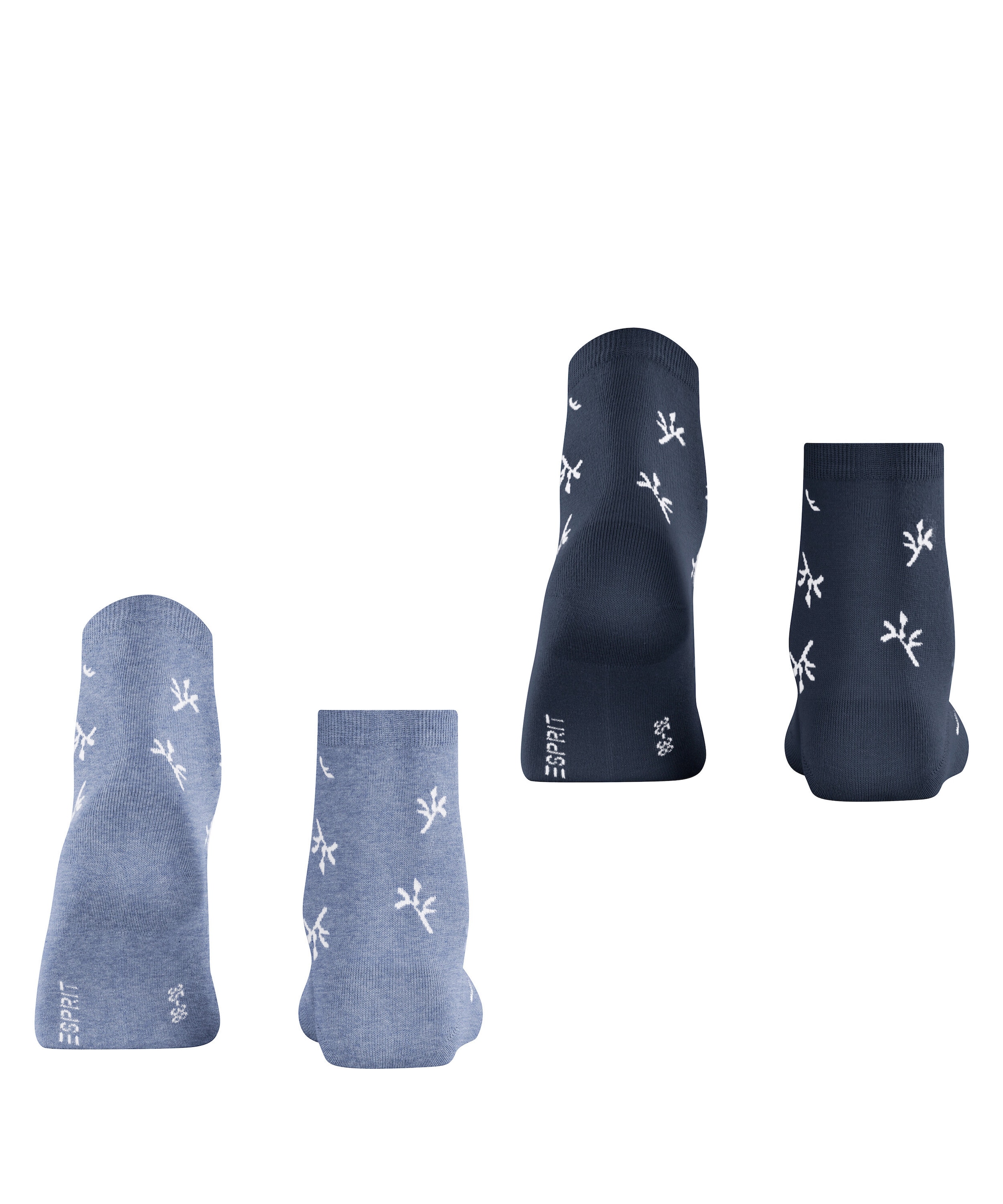 Esprit Kurzsocken »Twig« 2 Paar,  mit kleinem Rollrand, florales Muster