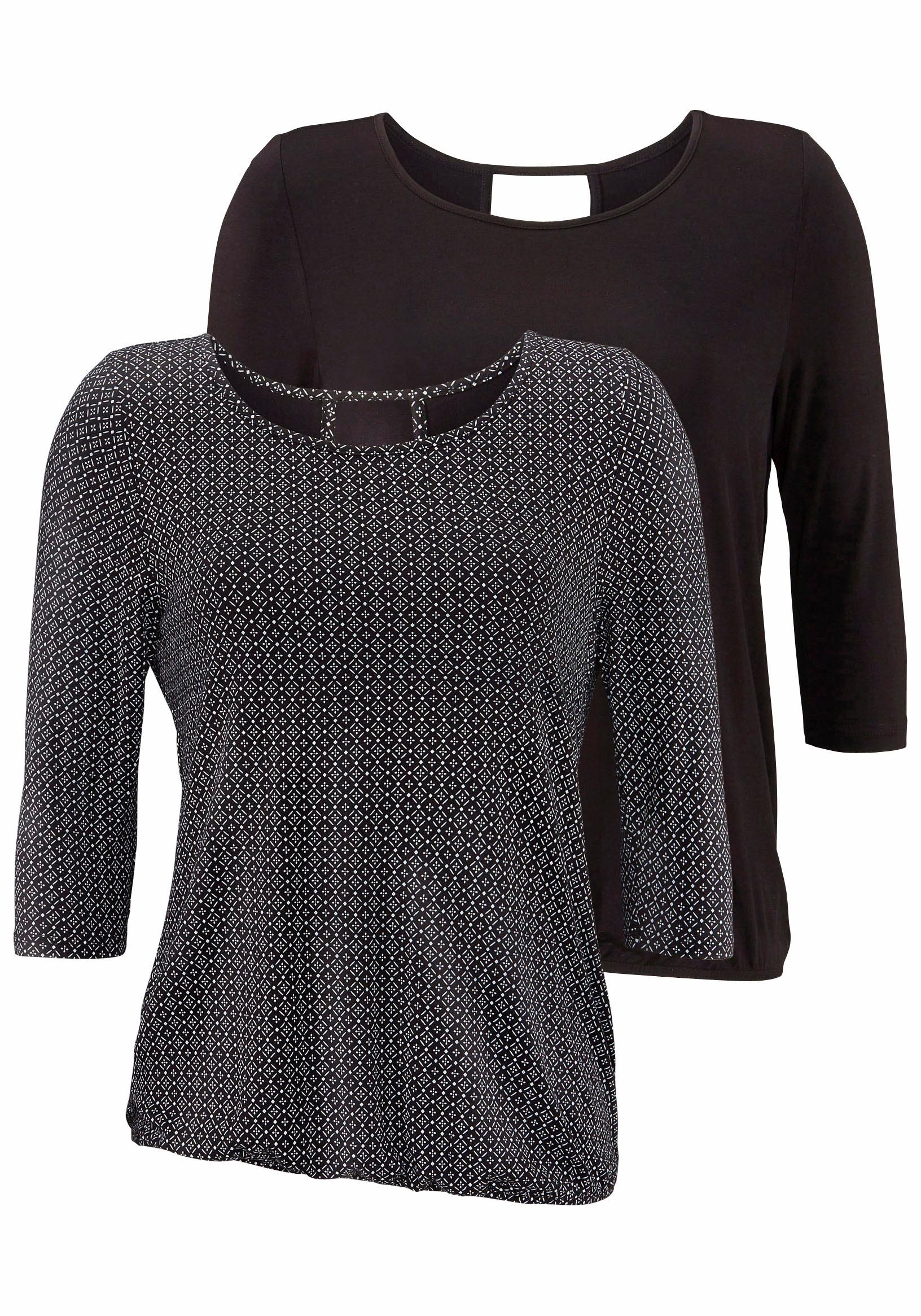LASCANA 3/4-Arm-Shirt, (2er-Pack), mit modischem Cut-out im Nacken online  kaufen | BAUR