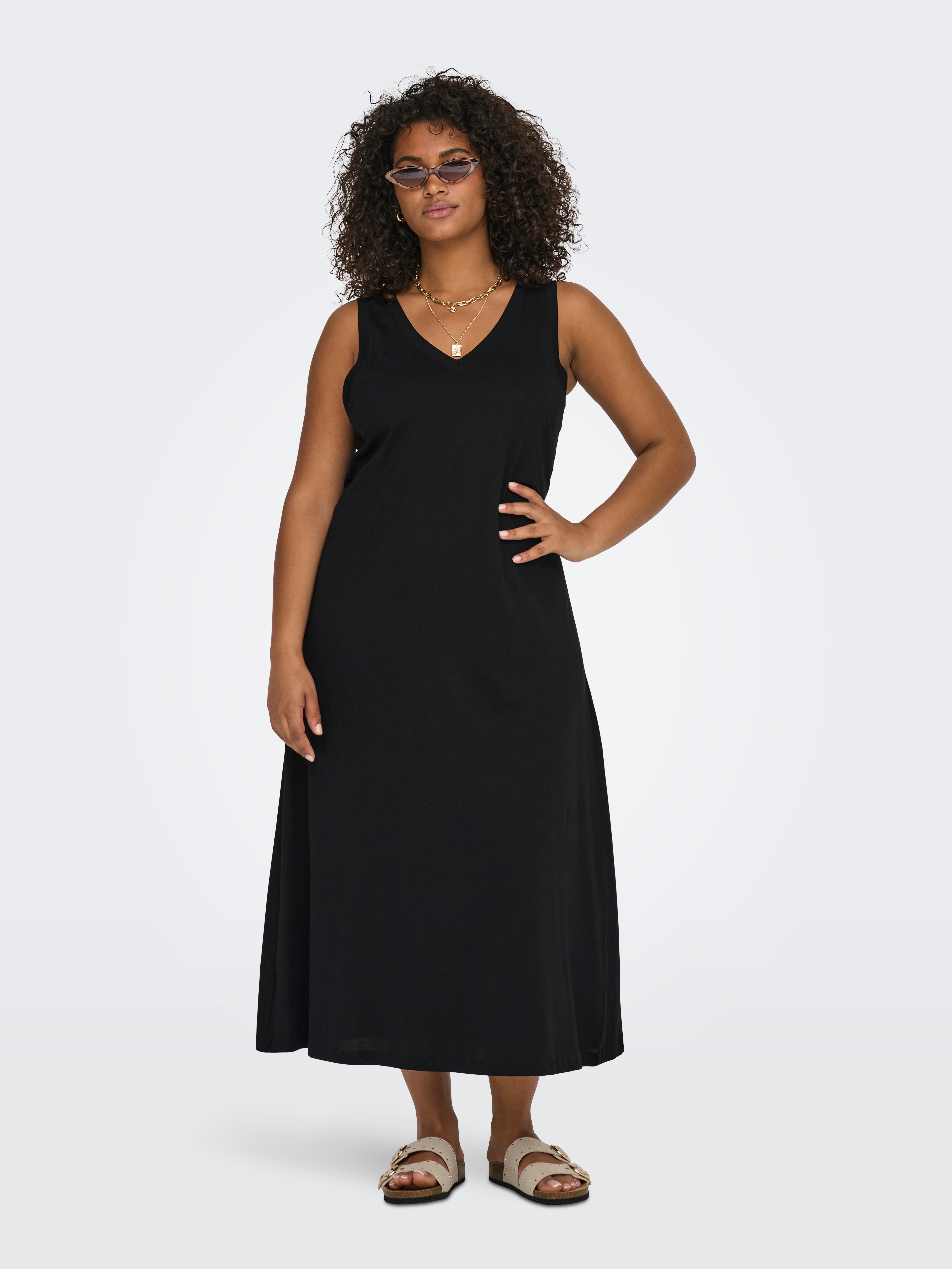 ONLY CARMAKOMA Shirtkleid "CARMAY LIFE S/L CALF V-NECK DRESS JRS", Sommerkl günstig online kaufen