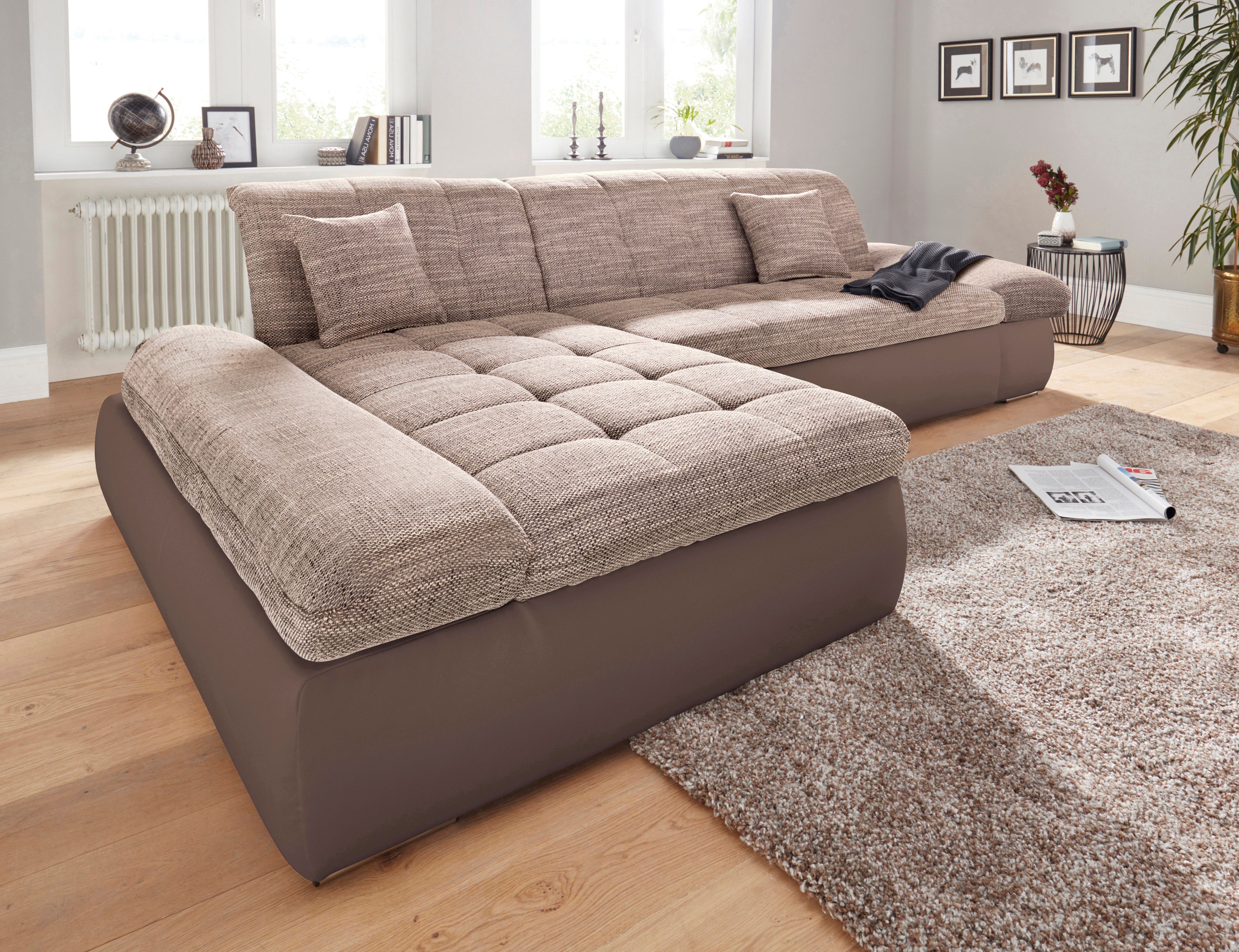DOMO collection Ecksofa "MORIC Massiv - Belastbar bis 140 kgxSitz, 300x172 cm, XXL-Format" L-Form, Kunstleder SOFTLUX und Struktur