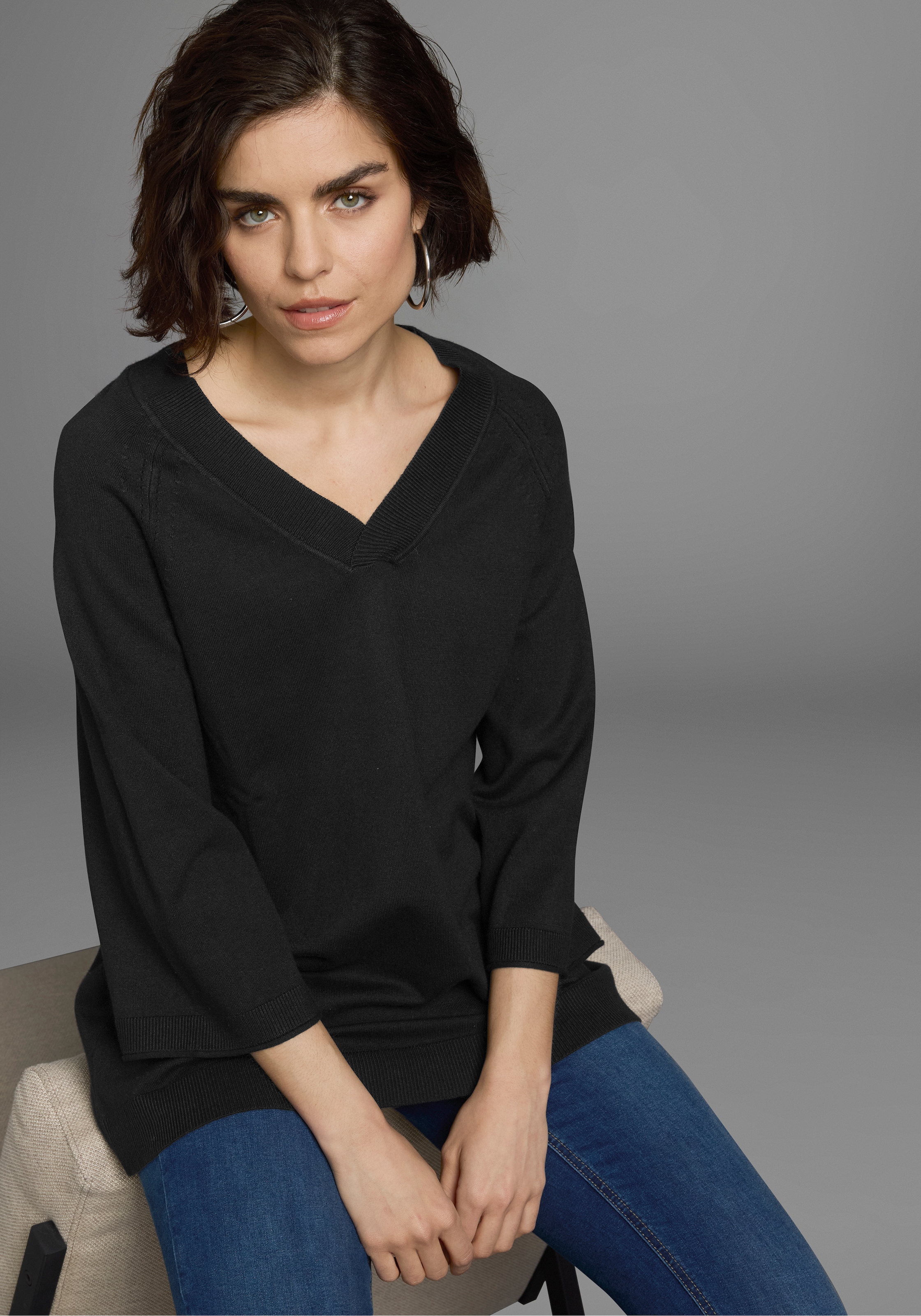 Boysens V-Ausschnitt-Pullover, in leichter A-Form günstig online kaufen