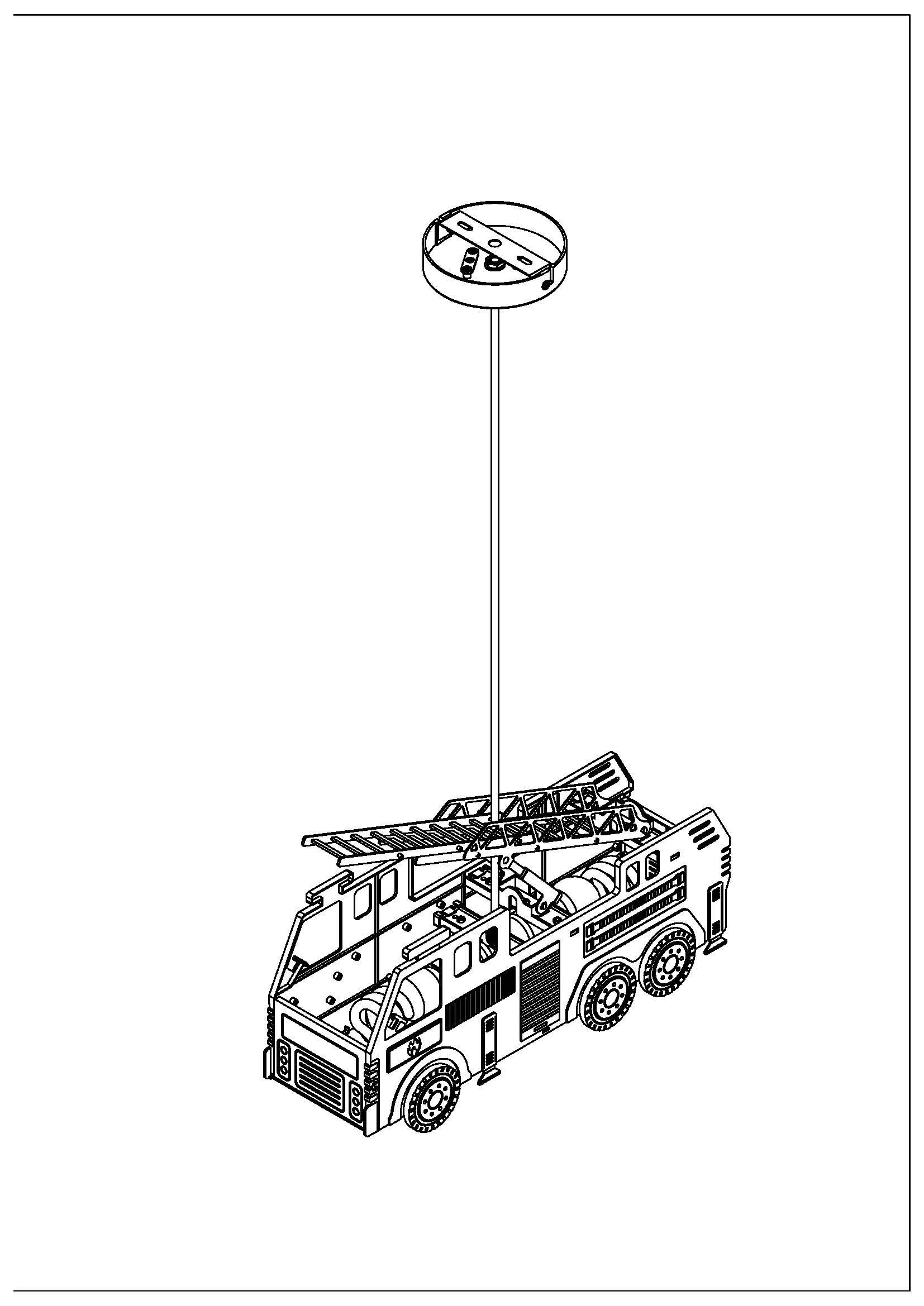 GLOBO LIGHTING Pendelleuchte »KITA« E27 1 Stk. Kinderlampe, Kinderleuchte, Kinderzimmer, Feuerwehr, Hängelampe