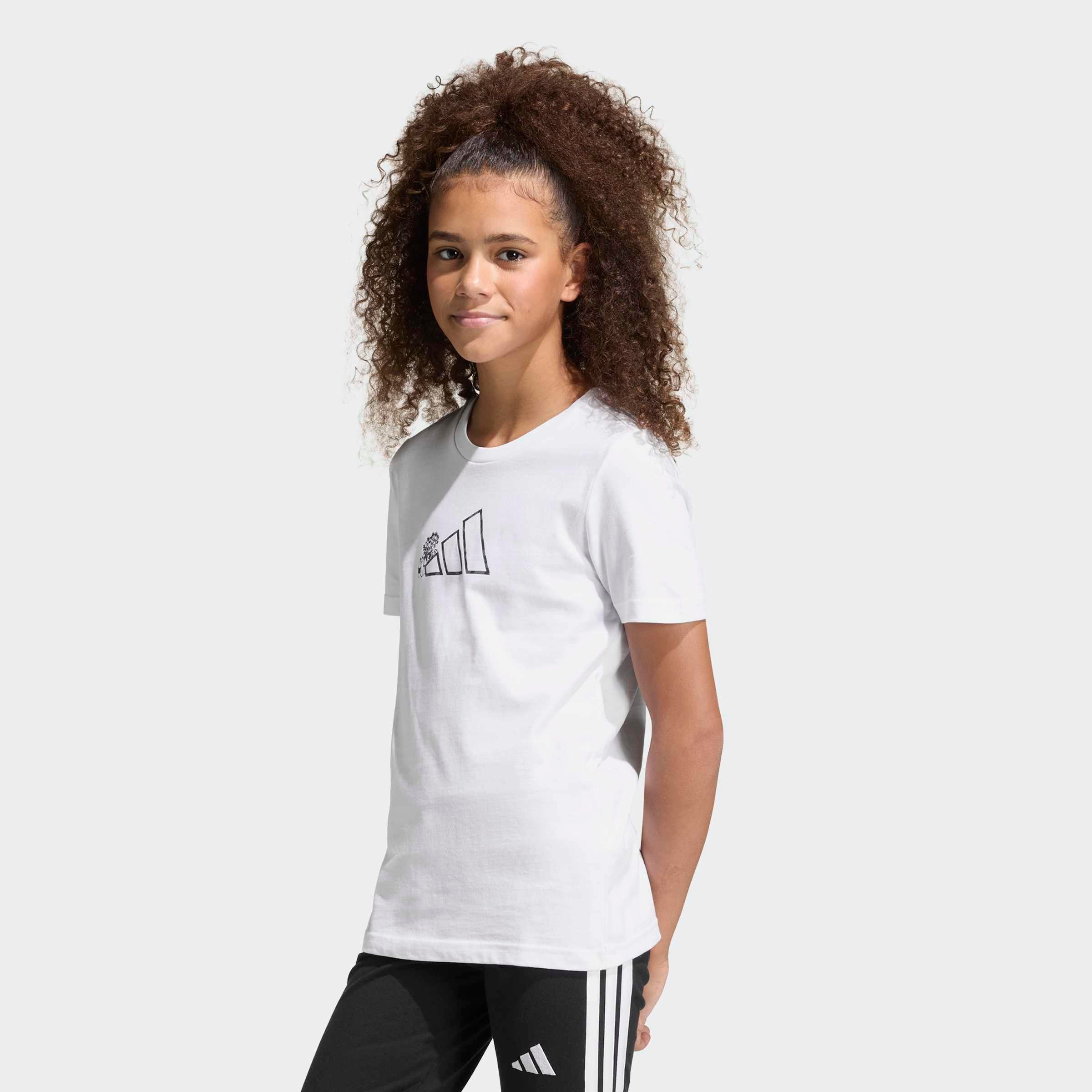 Mädchen T-Shirt "JUNIOR GIRLS MIT TIERMOTIV", weiß, Gr. 128, ADIDAS SPORTSWEAR, Obermaterial: 100% Baumwolle, Shirts