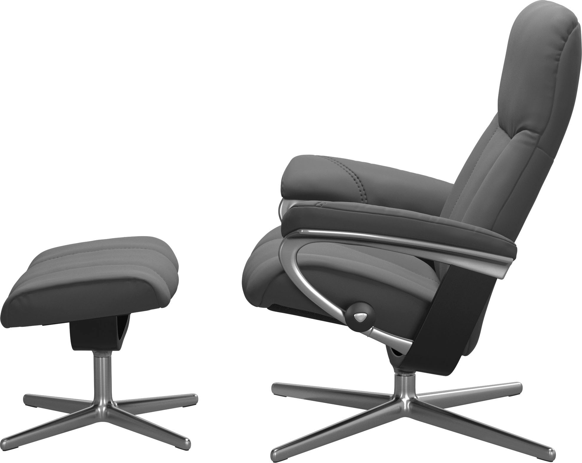 Stressless® Relaxsessel »Consul«, (Set, Relaxsessel mit Hocker), mit Hocker, mit Cross Base, Größe S, M & L, Holzakzent Schwarz