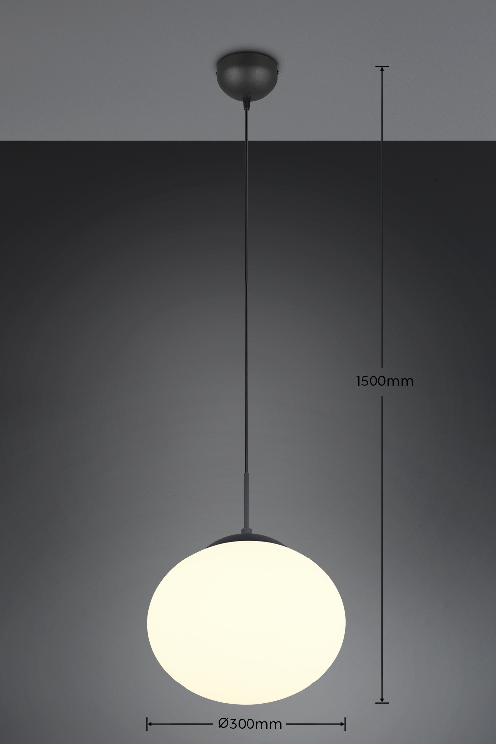 TRIO Leuchten Pendelleuchte »FOMENTO, Hängelampe mit Glasschirm, exkl 1x E27 max 15W« E27 1 Stk. warmweiß - kaltweiß Glas Hängeleuchte Höhe 150 cm, Hängelampe Küche Esszimmer Wohnzimmer