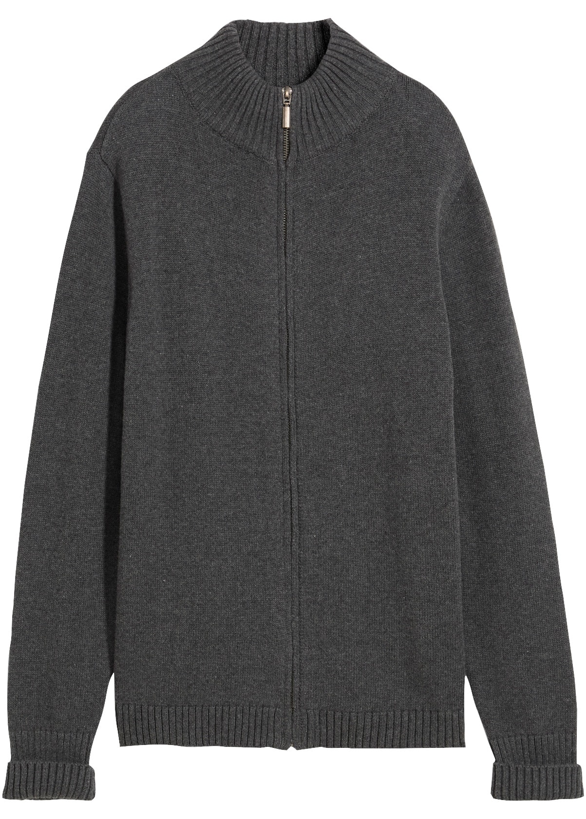 bonprix Strickjacke mit Reißverschluss, aus Baumwolle, bequeme Passform, im Casual-Stil