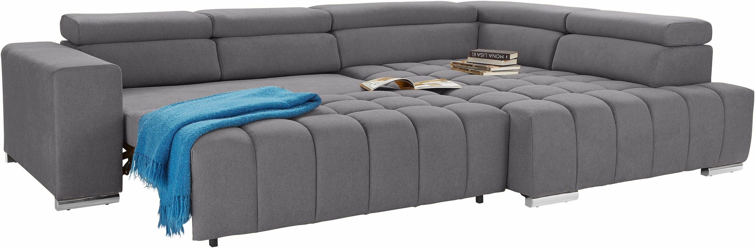 Thumbnail - exxpo - sofa fashion Ecksofa "Elias, aktuelle Kreuzsteppung im Sitz, bequem, Breite 307cm, L-Form" mit Kopf- bzw. Rücken...