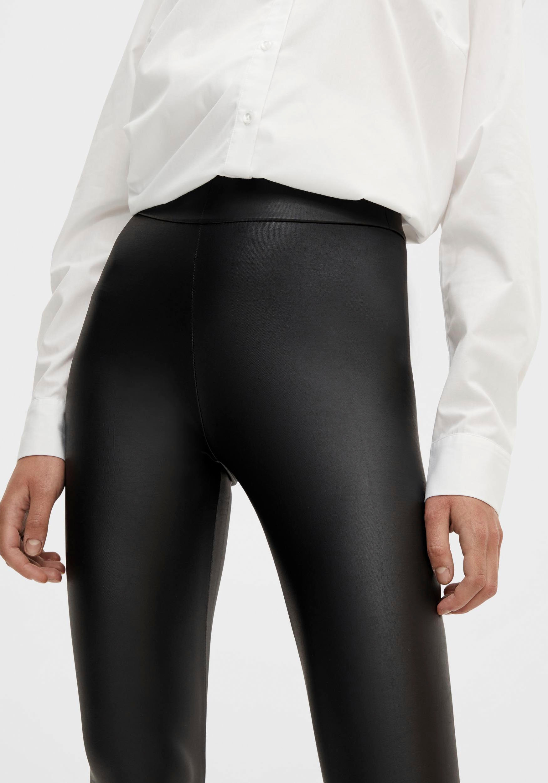 pieces Leggings »PCNEW SHINY HW LEGGINGS NOOS«, mit PU-Beschichtung