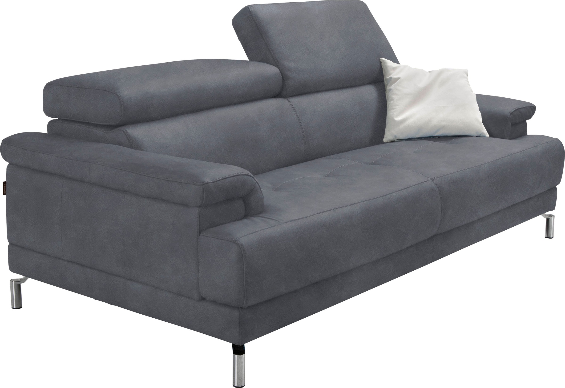 2,5-Sitzer EGOITALIANO "Soul, Design und Sitzkomfort auf hohem Niveau, tolle Details", grau (charcoal), B:200cm H:76cm T:106cm, Sofas, inkl. Kopfteilverstellung für noch mehr Komfort, Designfuß