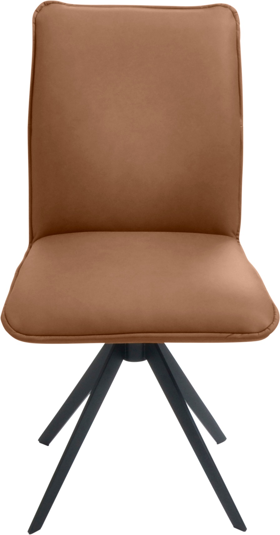 K+W Komfort & Wohnen Drehstuhl, Leder, Blitzdrehkreuz und Rückholfunktion, dekorativer 12mm Biese