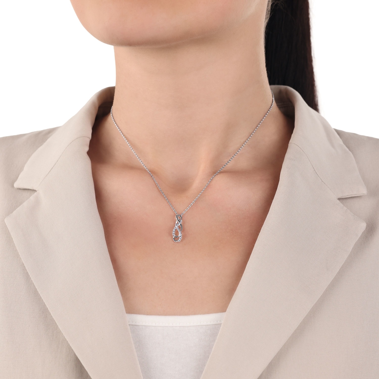 Amor Infinity 925 Sterling Silver Necklace White 42cm 3