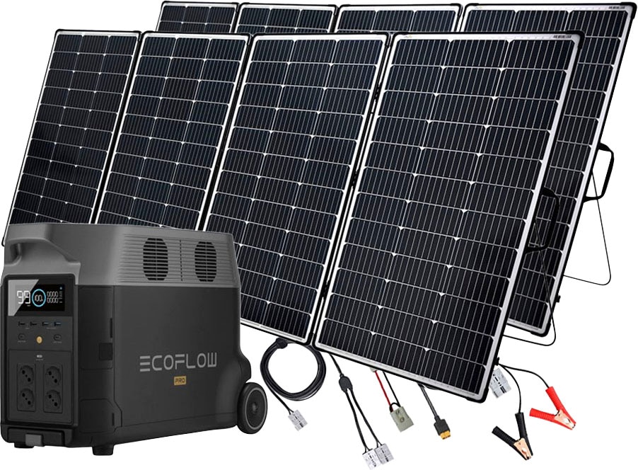 Ecoflow Solaranlage "Delta Pro 3,6kWh Powerstation mit 2 x 440W Offgridtec Solarmodul", (Spar-Set), Plug and play