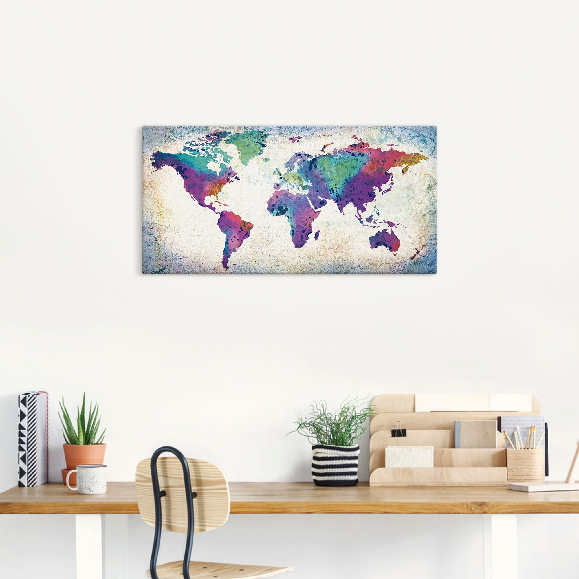 Artland Wandbild »bunte Weltkarte«, Land- & Weltkarten, (1 St.), als  Alubild, Leinwandbild, Wandaufkleber oder Poster in versch. Größen  bestellen | BAUR