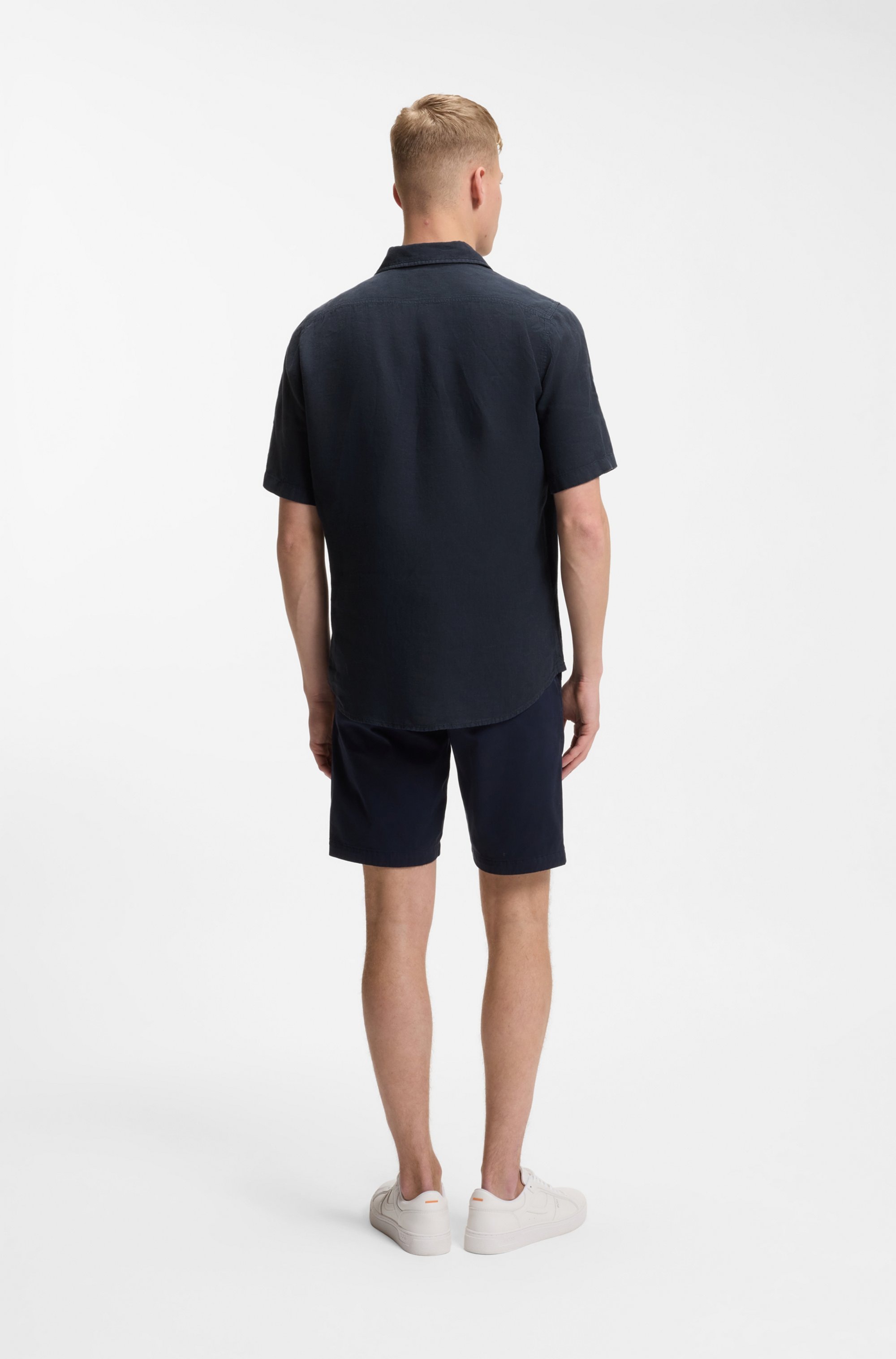 BOSS ORANGE Kurzarmhemd »Rash Premium Herrenmode« aus reinem Leinen, regular fit