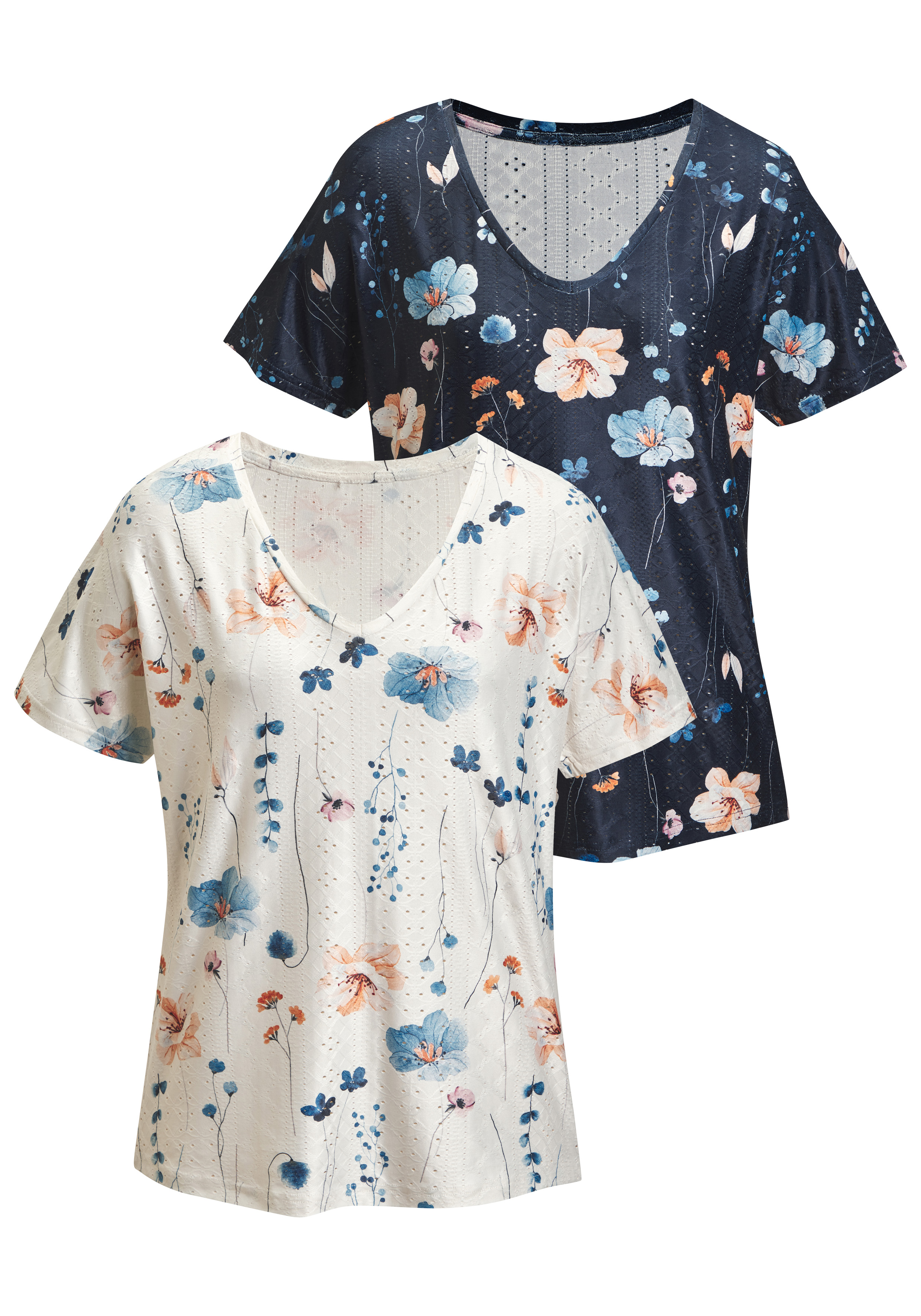 Vivance Kurzarmshirt "aus recyceltem Material" bügelfreie Qualität mit Ajourstruktur