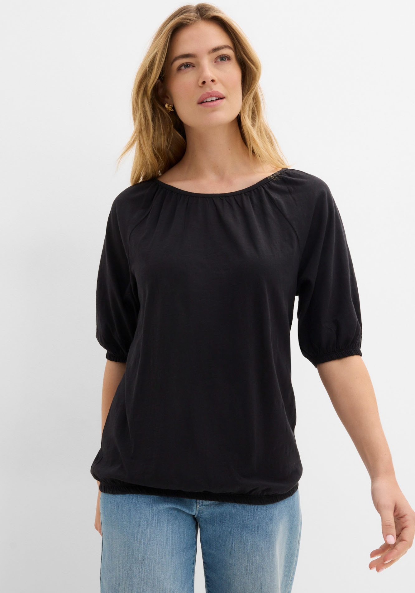 bonprix T-Shirt "Shirt aus reiner Baumwolle" Ballonform, lockere Passform, Halbarm-Design, aus reiner Baumwolle