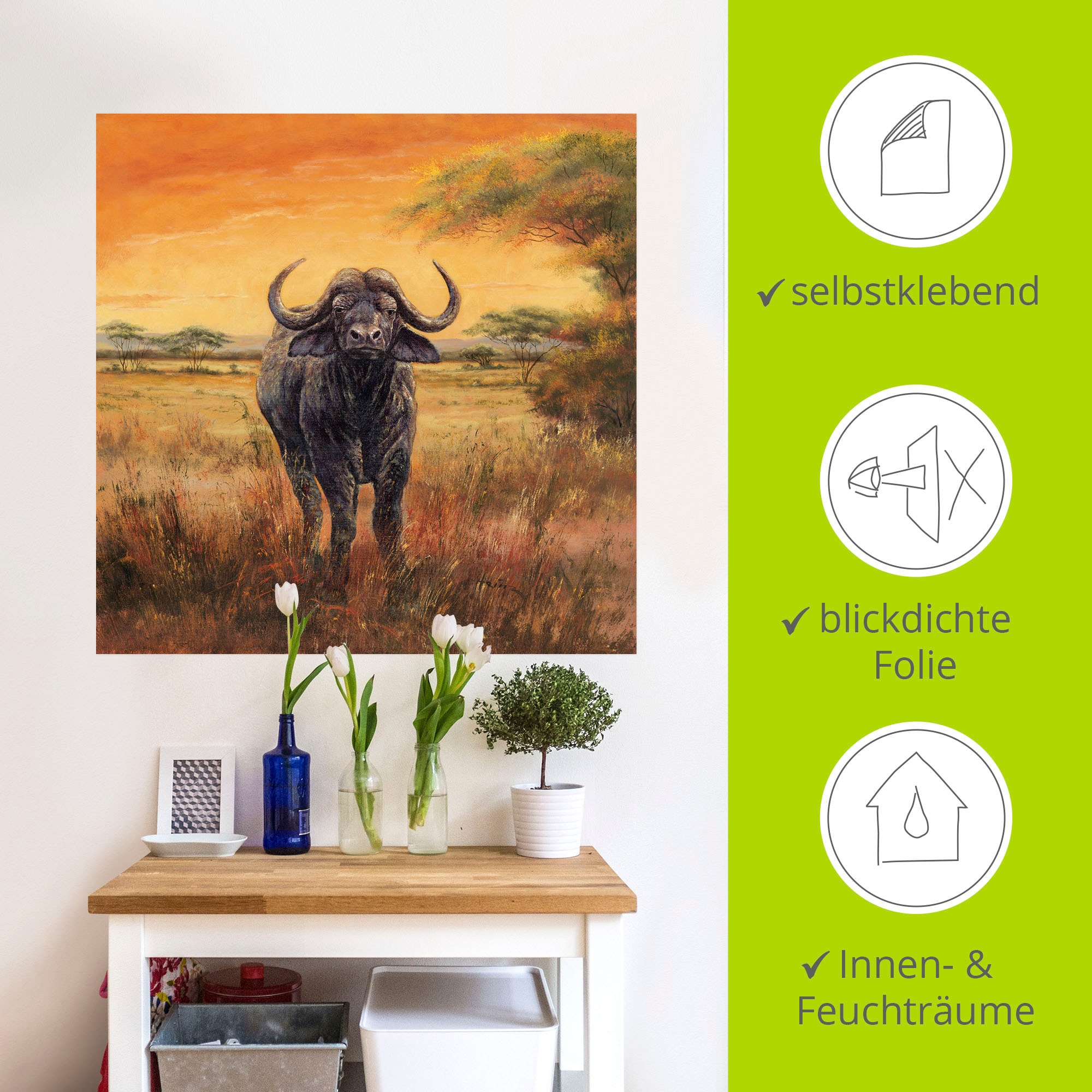 Artland Wandbild »Büffel«, Wildtiere, (1 St.), als Poster, Wandaufkleber in verschied. Größen
