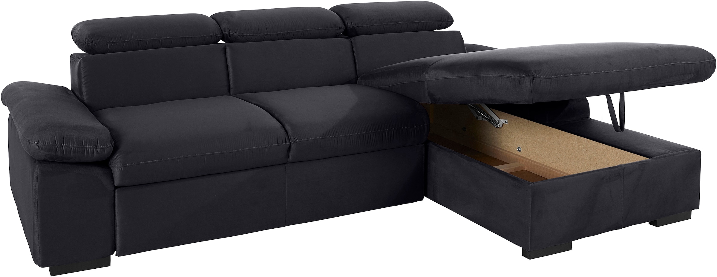 COTTA Ecksofa »Lola L-Form mit Kopfteilfunktion & Hocker«, (Set, mit Hocker), wahlweise mit Bettfunktion, Bettkasten & Armteilverstellung
