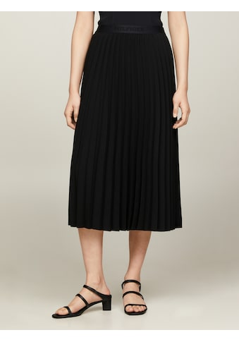 Plisseerock »FLUID TWILL PLEATED MIDI SKIRT«, Webrock mit Markenlabel