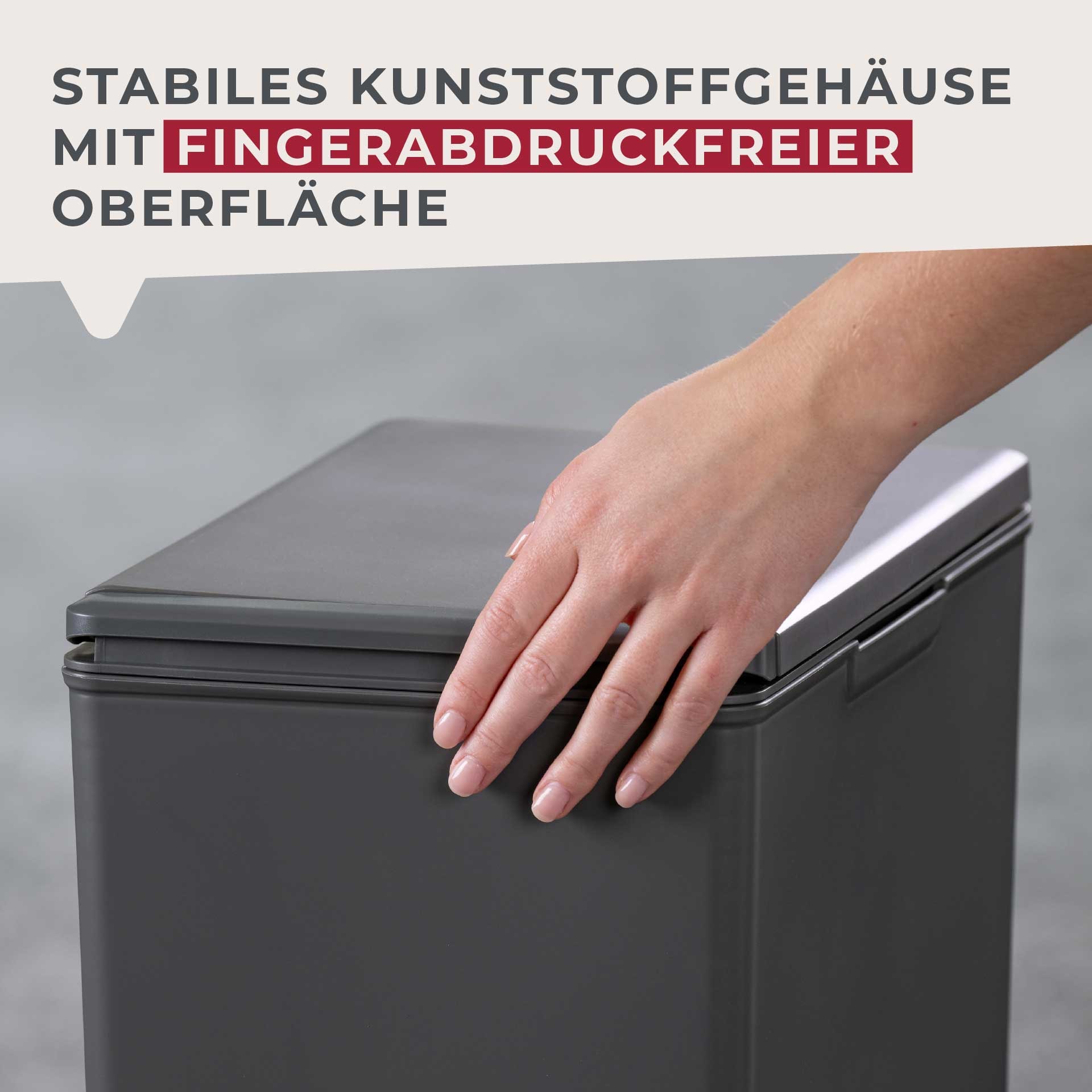 FACKELMANN Mülleimer »OSLO, Touch Abfalleimer« 1 Behälter ideal als Mehrfachsammler, leicht & robust mit sanfter Touch-Öffnung