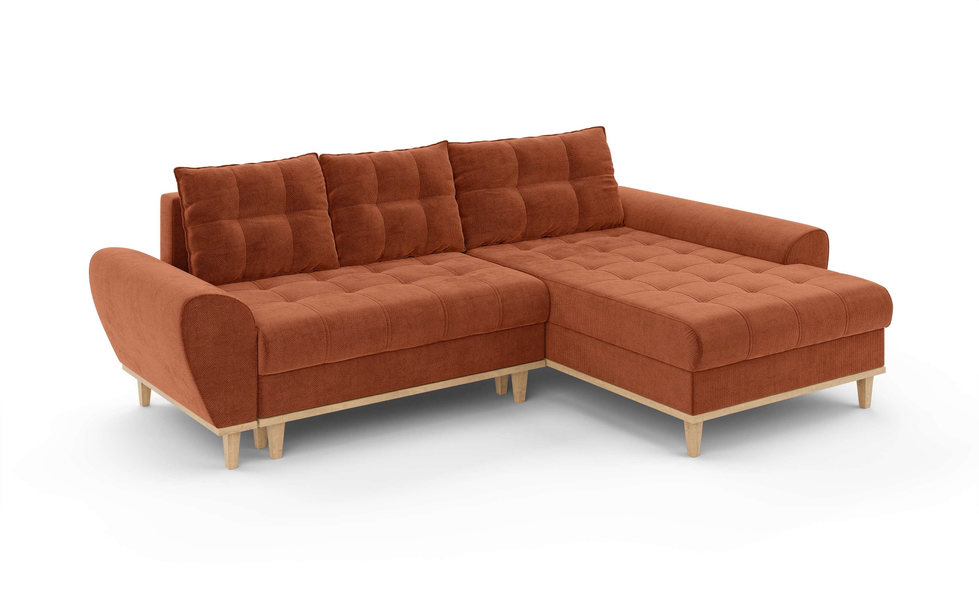 Home affaire Ecksofa »Ahrdorf mit Bettfunktion und Bettkasten, Maße: B/H/T 268/86/175 cm«, L-Form mit 3 Rückenkissen und moderne gerundete Armlehnen